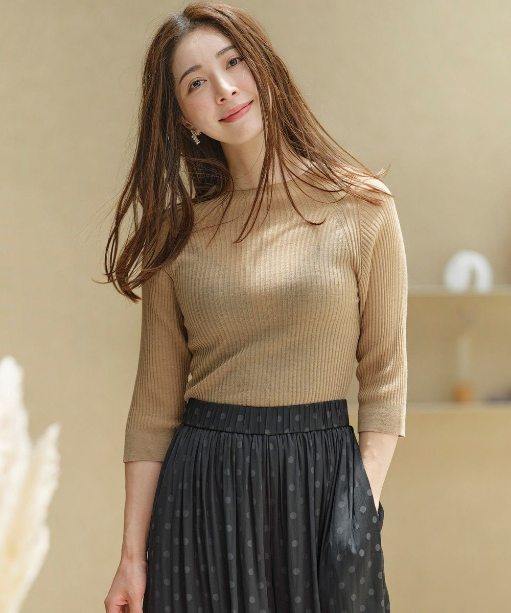 【組曲/KUMIKYOKU】のベーシック シアーニット インテリア・キッズ・メンズ・レディースファッション・服の通販 founy(ファニー) 　ファッション　Fashion　レディースファッション　Fashion for Women　トップス・カットソー　Cut & Sew Tops　ニット　Knit Tops & Sweaters　アンサンブル　Ensemble Set　インナー　Innerwear　カーディガン　Cardigan, Knitwear　シアー　Sheer, See-Through　シンプル　Simple, Minimal　ストライプ　Stripe, Striped Pattern　セーター　Sweater, Knitwear　フィット　Fit, Slim Fit　ベーシック　Basic, Essential　夏　Summer　春　Spring　S/S・春夏　SS, Spring/Summer, Warm Season　秋　Autumn　A/W・秋冬　Autumn/Winter　ベージュ系|ID: prp329100004855259 ipo3291000000035772070