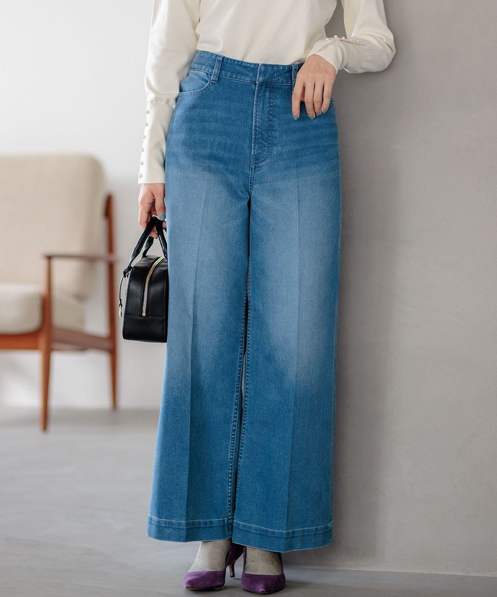 【組曲/KUMIKYOKU】のワイドストレートデニム パンツ 人気、トレンドファッション・服の通販 founy(ファニー) 　ファッション　Fashion　レディースファッション　Fashion for Women　パンツ　Pants & Trousers　デニムパンツ・ジーンズ・美脚デニム　Denim Jeans & Pants　ストレッチ　Stretch, Stretchy Fabric　デニム　Denim, Jeans Material　パターン　Pattern, Design Print　ユーズド　Used, Vintage-Look　リアル　Real, Realistic　A/W・秋冬　Autumn/Winter　S/S・春夏　SS, Spring/Summer, Warm Season　夏　Summer　エレガント 上品　Elegant　 other-1|ID: prp329100004855353 ipo3291000000035775253