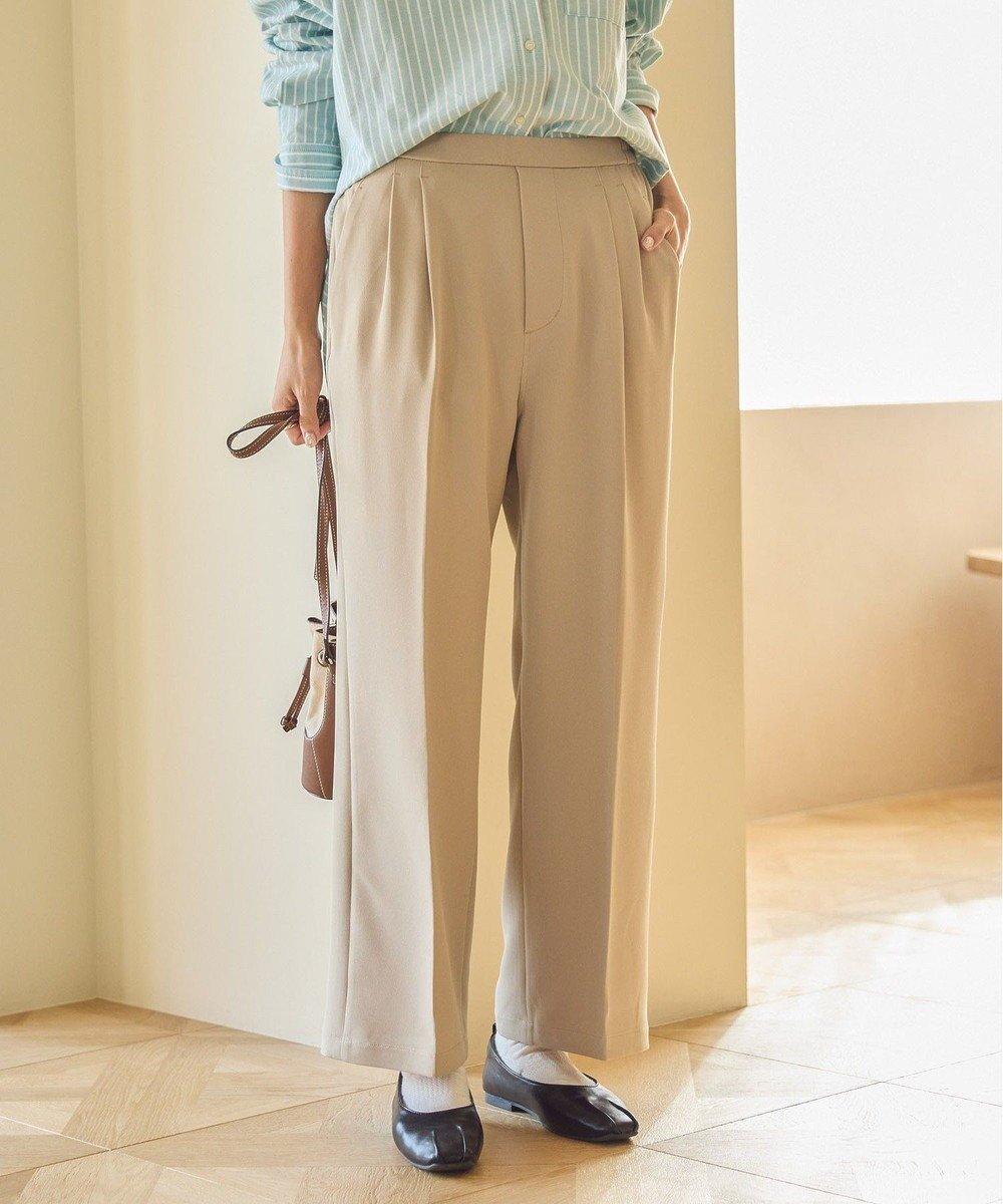 【アメリカンホリック/AMERICAN HOLIC】の美・美・美Wクロスストレッチスラックスパンツ インテリア・キッズ・メンズ・レディースファッション・服の通販 founy(ファニー) 　ファッション　Fashion　レディースファッション　Fashion for Women　パンツ　Pants & Trousers　ギャザー　Gathered, Ruffled　ストレート　Straight, Straight Cut　スラックス　Slacks, Dress Pants　センター　Center, Center Line　ダブル　Double, Double-Breasted　夏　Summer　春　Spring　S/S・春夏　SS, Spring/Summer, Warm Season　Beige|ID: prp329100004855354 ipo3291000000035775326
