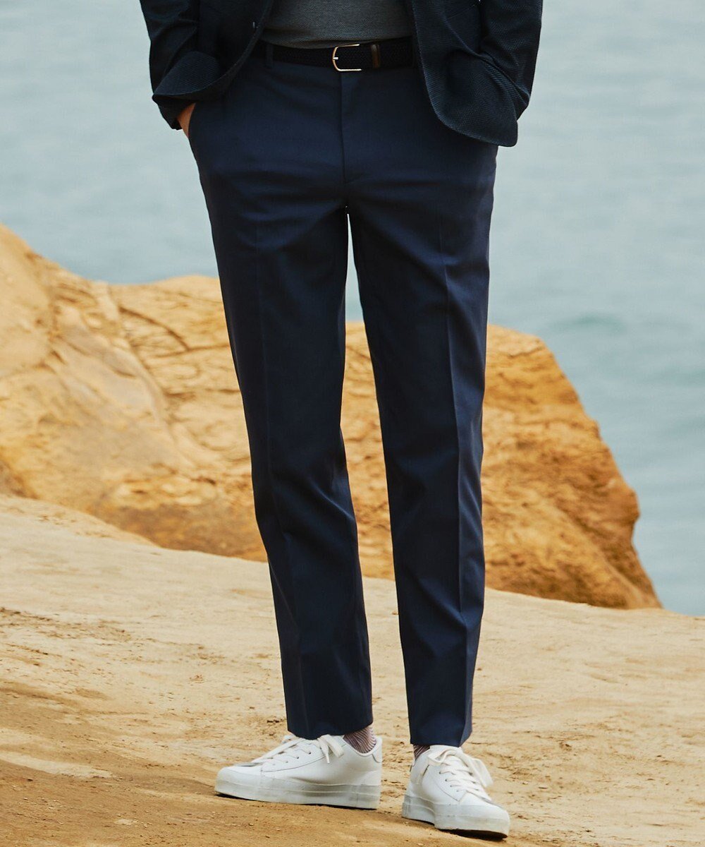 【五大陸/gotairiku / MEN】のウエストアジャスター/折り目加工/吸汗速乾/洗える【ビジネス対応】クールマックスパンツ(24年モデル) インテリア・キッズ・メンズ・レディースファッション・服の通販 founy(ファニー) 　ファッション　Fashion　メンズファッション　Fashion for Men　ボトムス　Bottoms　春　Spring　洗える　Machine Washable　吸水　Absorbent, Quick-Dry　シャンブレー　Chambray, Denim-Like Fabric　ストレッチ　Stretch, Stretchy Fabric　スマート　Smart, Elegant　スリット　Slit, Slit Detail　スリム　Slim, Slim Fit　ドレス　Dress, One-Piece　ポケット　Pocket, Pocket Detail　S/S・春夏　SS, Spring/Summer, Warm Season　夏　Summer　エレガント 上品　Elegant　ビジネス 仕事 通勤　Business / Work / Commuting　ネイビー系|ID: prp329100004855539 ipo3291000000035788702