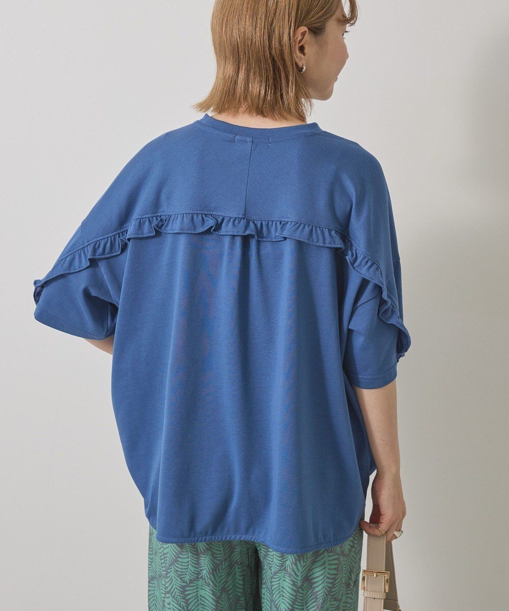 【アメリカンホリック/AMERICAN HOLIC】のバックフリルラウンドカットプルオーバー インテリア・キッズ・メンズ・レディースファッション・服の通販 founy(ファニー) 　ファッション　Fashion　レディースファッション　Fashion for Women　トップス・カットソー　Cut & Sew Tops　シャツ・ブラウス・オフィスカジュアル　Elegant Blouses & Button-Ups　ロングTシャツ・Tシャツ　Longline T-Shirts & Tees　カジュアルプルオーバー・ニットトップス　Pullovers & Knit Tops / Casual Pullovers　カットソー・ベーシックTシャツ　Cut-and-Sewn Tops / Stretch Tees & Basics　カットソー　Cut and Sewn Top　フェミニン　Feminine, Girly　フリル　Frill, Ruffle　ヘムライン　Hemline, Bottom Cut　ボトム　Bottoms, Lower Wear　ポケット　Pocket, Pocket Detail　ラウンド　Round, Round Neck　夏　Summer　春　Spring　S/S・春夏　SS, Spring/Summer, Warm Season　Deep Blue|ID: prp329100004855620 ipo3291000000035792954