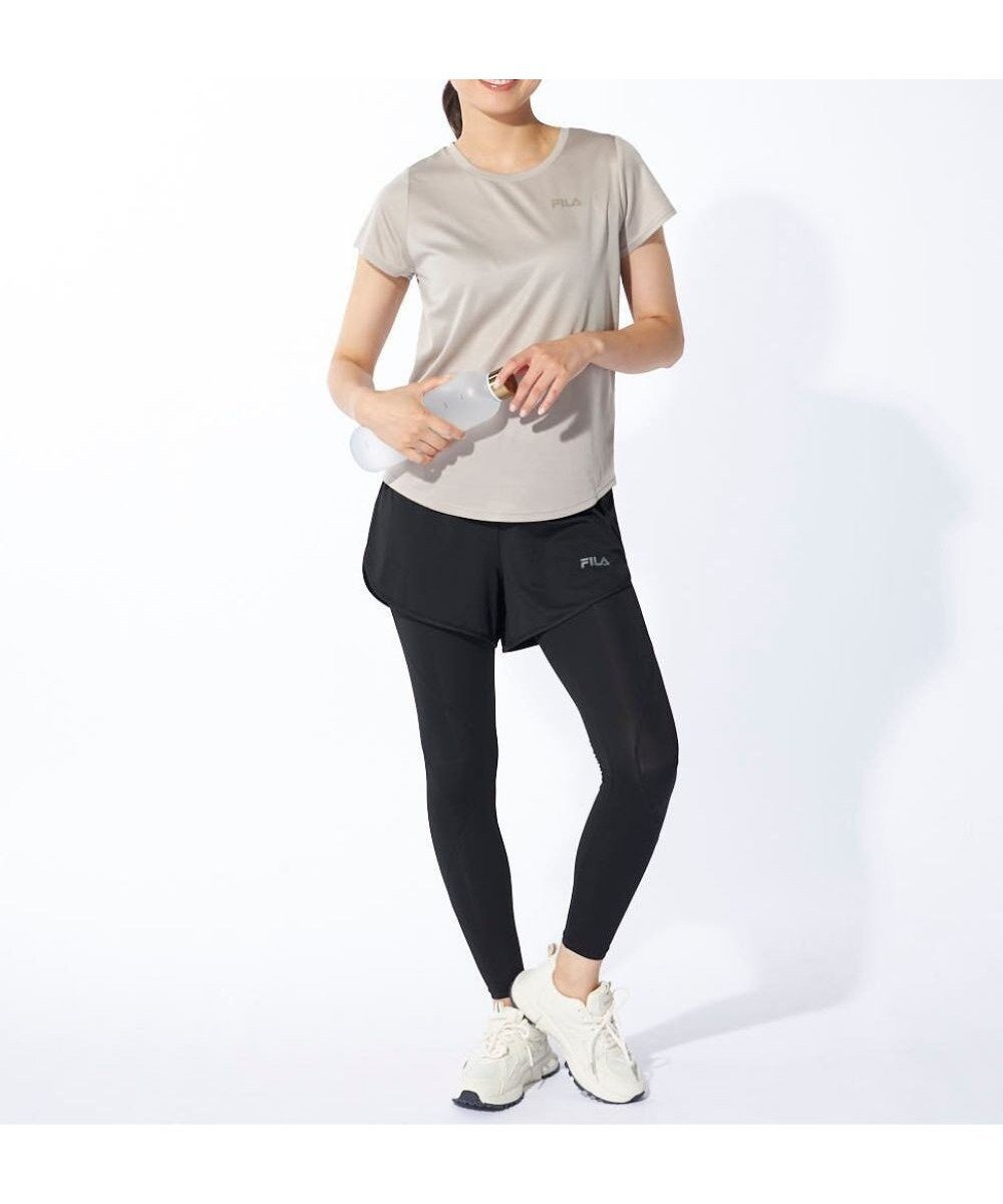 【その他のブランド/Other】の【FILA】コンプレッションウェア上下2点セット インテリア・キッズ・メンズ・レディースファッション・服の通販 founy(ファニー) 　ファッション　Fashion　レディースファッション　Fashion for Women　パンツ　Pants & Trousers　レギンス　Leggings & Stretch Pants　レッグウェア・ストッキング　Legwear & Hosiery　イタリア　Italy　吸水　Absorbent, Quick-Dry　ショート　Short, Short Length　シンプル　Simple, Minimal　ストレッチ　Stretch, Stretchy Fabric　スポーツ　Sports, Activewear　フィット　Fit, Slim Fit　ヨガ　Yoga, Yoga Wear　レギンス　Leggings, Stretch Pants　グレー×ベージュ|ID: prp329100004855692 ipo3291000000035793951