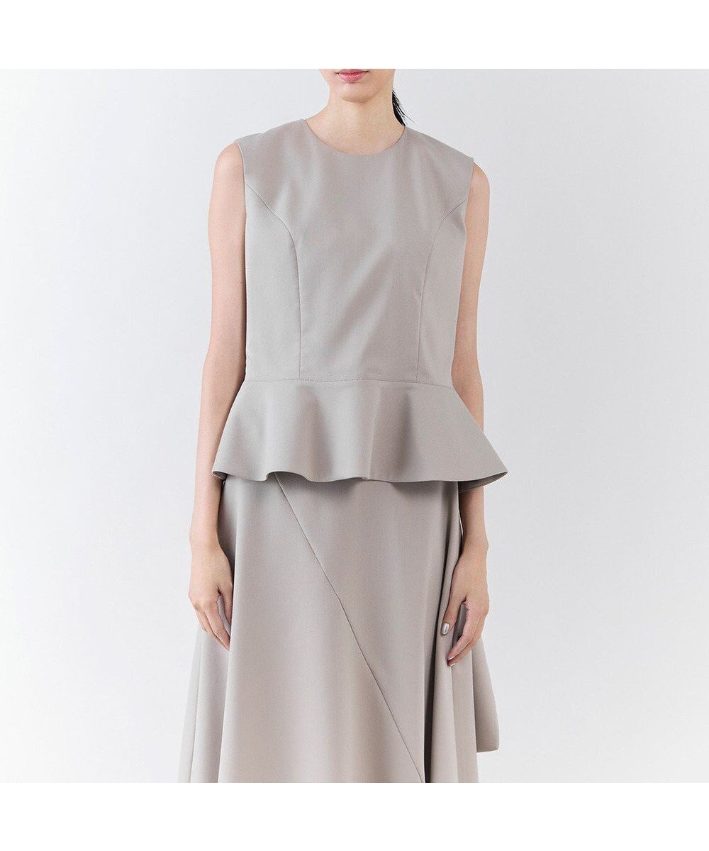 【23区/NIJYUSANKU】の【エステータ】ライトダブルクロス バックリボン ペプラムトップス インテリア・キッズ・メンズ・レディースファッション・服の通販 founy(ファニー) 　ファッション　Fashion　レディースファッション　Fashion for Women　トップス・カットソー　Cut & Sew Tops　シャツ・ブラウス・オフィスカジュアル　Elegant Blouses & Button-Ups　セットアップ　Set-Up, Coordinated Outfit　ヘムライン　Hemline, Bottom Cut　ペプラム　Peplum, Flared Hem　ボトム　Bottoms, Lower Wear　リボン　Ribbon, Bow　A/W・秋冬　Autumn/Winter　冬　Winter / This Winter　おすすめ　Recommended / Our Picks　グレージュ|ID: prp329100004856450 ipo3291000000035812830