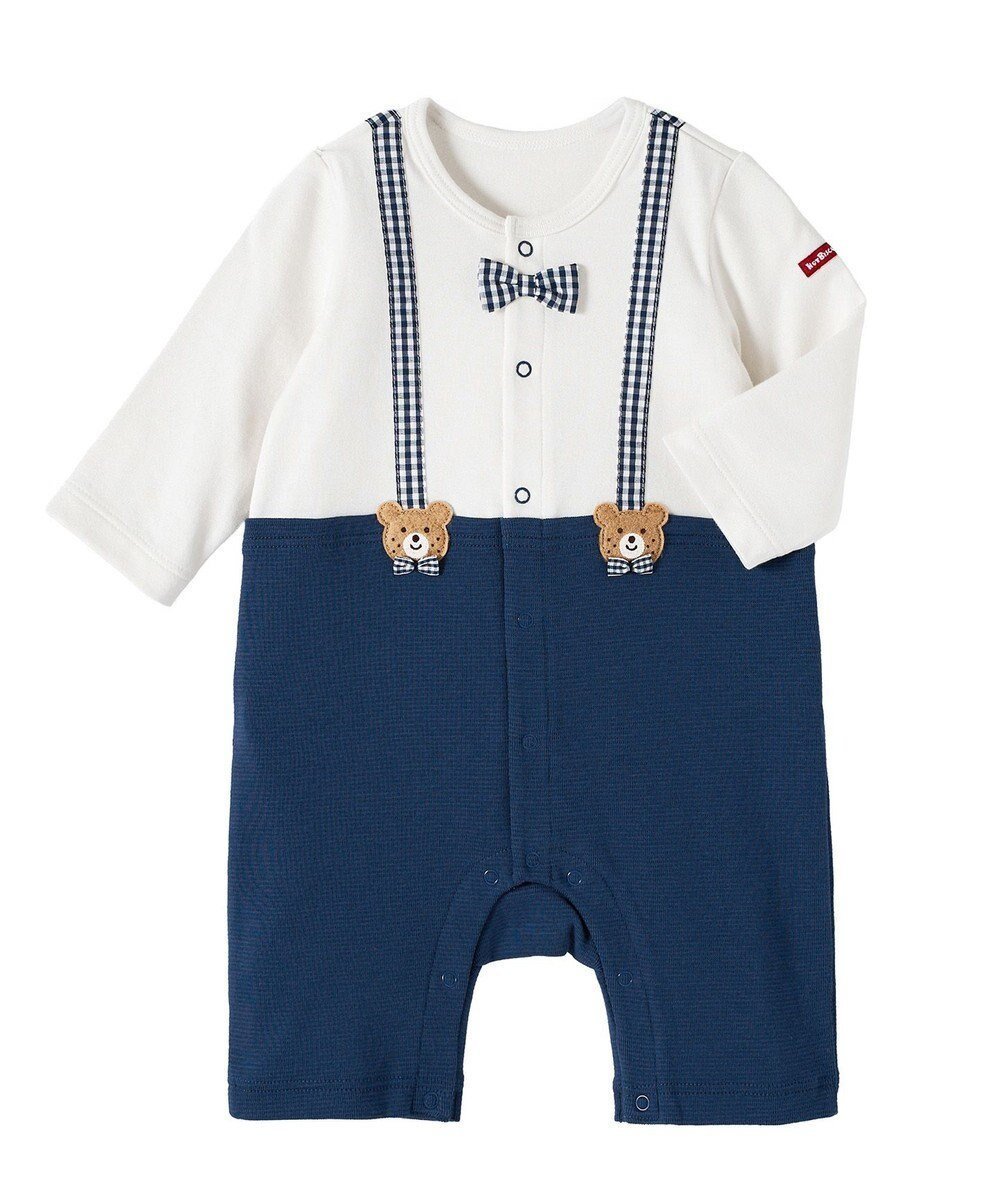 【ミキハウスホットビスケッツ/MIKI HOUSE HOT BISCUITS / KIDS】の【70-80cm】蝶ネクタイ&サスペンダー 7分丈カバーオール 人気、トレンドファッション・服の通販 founy(ファニー) 　ファッション　Fashion　キッズファッション　Fashion for Kids　サスペンダー　Suspenders, Braces　長袖　Long Sleeve, Full Sleeve　ベビー　Baby, Babywear　ロンパース　Romper, Jumpsuit　A/W・秋冬　Autumn/Winter　S/S・春夏　SS, Spring/Summer, Warm Season　おすすめ　Recommended / Our Picks　夏　Summer　ギフト プレゼント　Gift / Present　 other-1|ID: prp329100004856824 ipo3291000000035824859