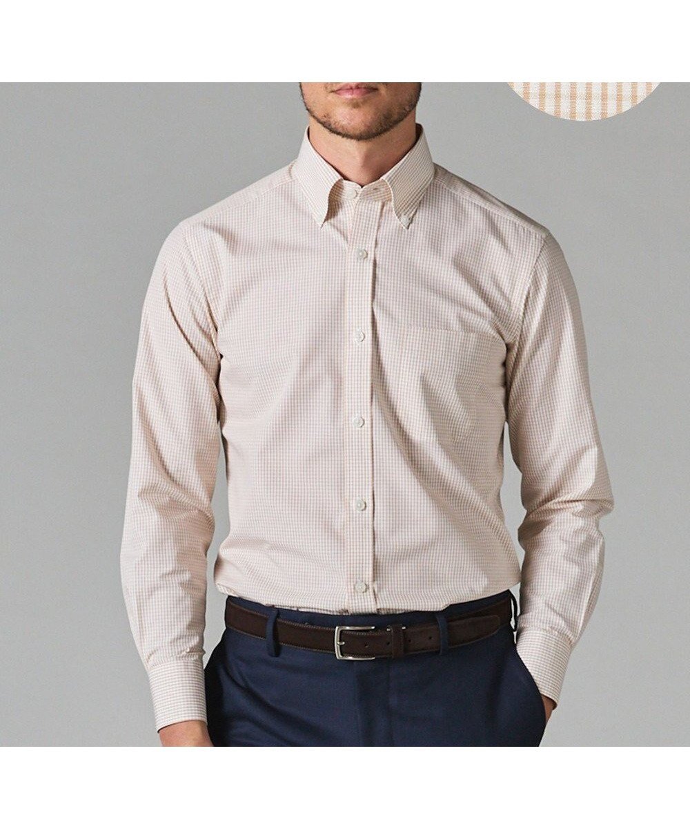 【五大陸/gotairiku / MEN】の【形態安定】PREMIUMPLEATS_ボタンダウン 通年ドレスシャツ インテリア・キッズ・メンズ・レディースファッション・服の通販 founy(ファニー) 　ファッション　Fashion　メンズファッション　Fashion for Men　トップス・カットソー　Cut & Sew Tops　メンズシャツ　Shirts　スーピマ　Supima, Premium Cotton　ダウン　Down, Puffer　ドレス　Dress, One-Piece　レギュラー　Regular, Standard Fit　A/W・秋冬　Autumn/Winter　S/S・春夏　SS, Spring/Summer, Warm Season　夏　Summer　ベージュ系4|ID: prp329100004856836 ipo3291000000035825175