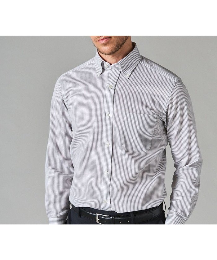 【五大陸/gotairiku / MEN】の春夏向け【形態安定】SUMMERPREMIUMPLEATS_ボタンダウン 長袖ドレスシャツ(グレーチェック) インテリア・キッズ・メンズ・レディースファッション・服の通販 founy(ファニー) https://founy.com/ ファッション Fashion メンズファッション Fashion for Men トップス・カットソー Cut & Sew Tops メンズシャツ Shirts 春 Spring ストレッチ Stretch, Stretchy Fabric スーピマ Supima, Premium Cotton ダウン Down, Puffer チェック Check, Plaid, Tartan ドレス Dress, One-Piece 定番 Standard, Basic Item 長袖 Long Sleeve, Full Sleeve レギュラー Regular, Standard Fit S/S・春夏 SS, Spring/Summer, Warm Season 夏 Summer |ID: prp329100004856837 ipo3291000000035825183