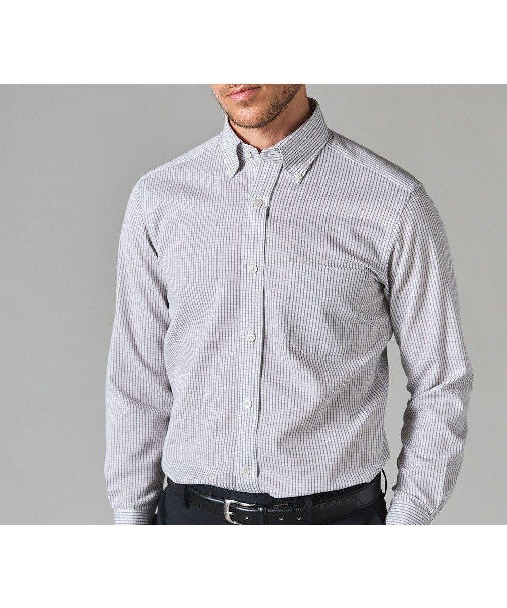 【五大陸/gotairiku / MEN】の春夏向け【形態安定】SUMMERPREMIUMPLEATS_ボタンダウン 長袖ドレスシャツ(グレーチェック) 人気、トレンドファッション・服の通販 founy(ファニー) 　ファッション　Fashion　メンズファッション　Fashion for Men　トップス・カットソー　Cut & Sew Tops　メンズシャツ　Shirts　春　Spring　ストレッチ　Stretch, Stretchy Fabric　スーピマ　Supima, Premium Cotton　ダウン　Down, Puffer　チェック　Check, Plaid, Tartan　ドレス　Dress, One-Piece　定番　Standard, Basic Item　長袖　Long Sleeve, Full Sleeve　レギュラー　Regular, Standard Fit　S/S・春夏　SS, Spring/Summer, Warm Season　夏　Summer　 other-1|ID: prp329100004856837 ipo3291000000035825183