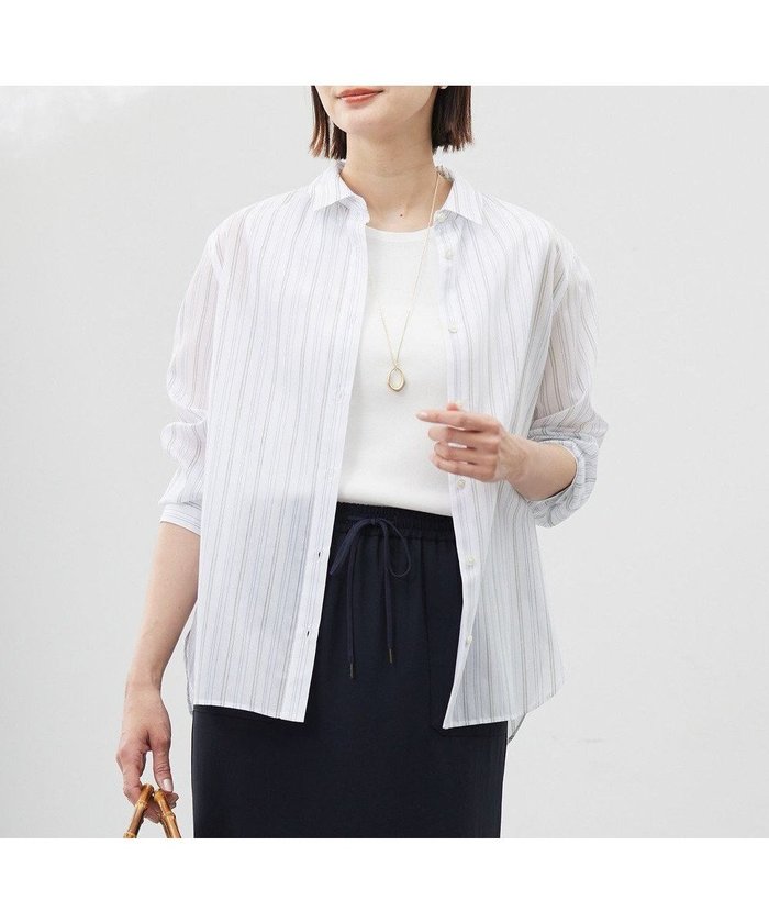 【ジェイ プレス/J.PRESS】の【洗える】ランダムストライプ シャツカラー ブラウス インテリア・キッズ・メンズ・レディースファッション・服の通販 founy(ファニー) https://founy.com/ ファッション Fashion レディースファッション Fashion for Women トップス・カットソー Cut & Sew Tops シャツ・ブラウス・オフィスカジュアル Elegant Blouses & Button-Ups インナー Innerwear ギャザー Gathered, Ruffled ストライプ Stripe, Striped Pattern ベスト Vest, Waistcoat ランダム Random, Irregular エレガント 上品 Elegant 夏 Summer 春 Spring S/S・春夏 SS, Spring/Summer, Warm Season 洗える Machine Washable |ID: prp329100004856857 ipo3291000000035825901