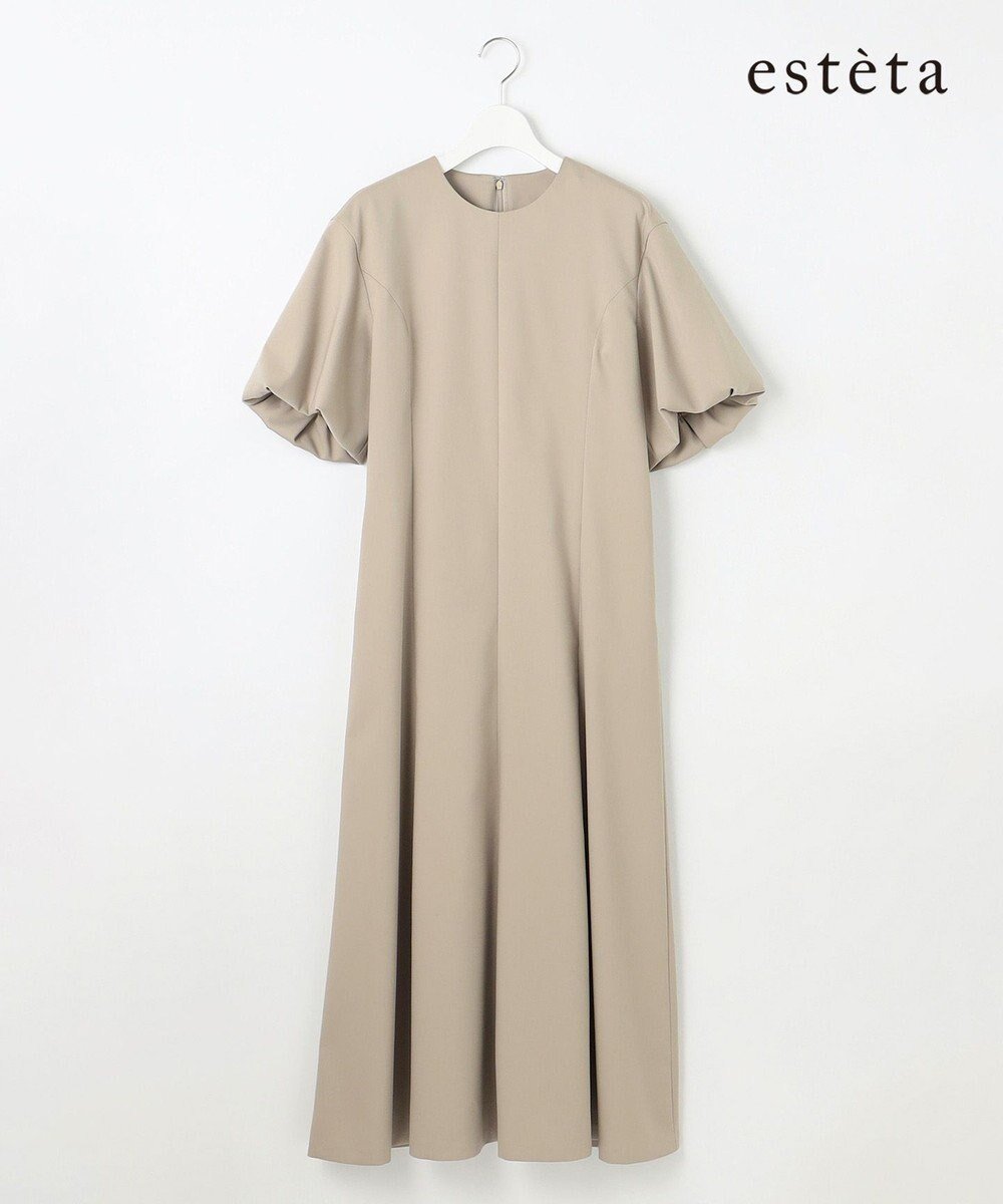 【23区/NIJYUSANKU】の【エステータ】ライトダブルクロス ワンピース インテリア・キッズ・メンズ・レディースファッション・服の通販 founy(ファニー) 　ファッション　Fashion　レディースファッション　Fashion for Women　ワンピース　Dresses　スリーブ　Sleeve, Long Sleeve / Short Sleeve　バルーン　Balloon, Balloon Silhouette　フェミニン　Feminine, Girly　ボトム　Bottoms, Lower Wear　A/W・秋冬　Autumn/Winter　冬　Winter / This Winter　グレージュ|ID: prp329100004857048 ipo3291000000035835389
