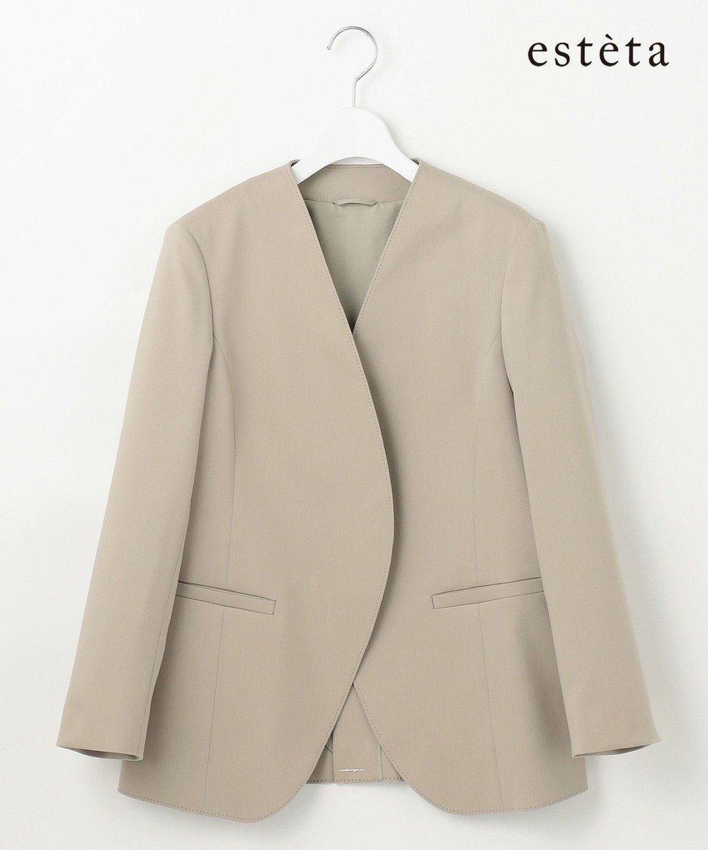 【23区/NIJYUSANKU】の【エステータ】ライトダブルクロス ジャケット インテリア・キッズ・メンズ・レディースファッション・服の通販 founy(ファニー) 　ファッション　Fashion　レディースファッション　Fashion for Women　アウター　Coat / Outerwear Collection　レディースジャケット・軽アウター　Jackets　ノーカラージャケット / シンプル上品コーデ　Collarless Jackets　カッティング　Cutting Detail　ジャケット　Jacket, Outerwear　セットアップ　Set-Up, Coordinated Outfit　ハンド　Hand, Handmade　フロント　Front, Front Design　ボトム　Bottoms, Lower Wear　A/W・秋冬　Autumn/Winter　S/S・春夏　SS, Spring/Summer, Warm Season　おすすめ　Recommended / Our Picks　夏　Summer　グレージュ|ID: prp329100004857049 ipo3291000000035835418