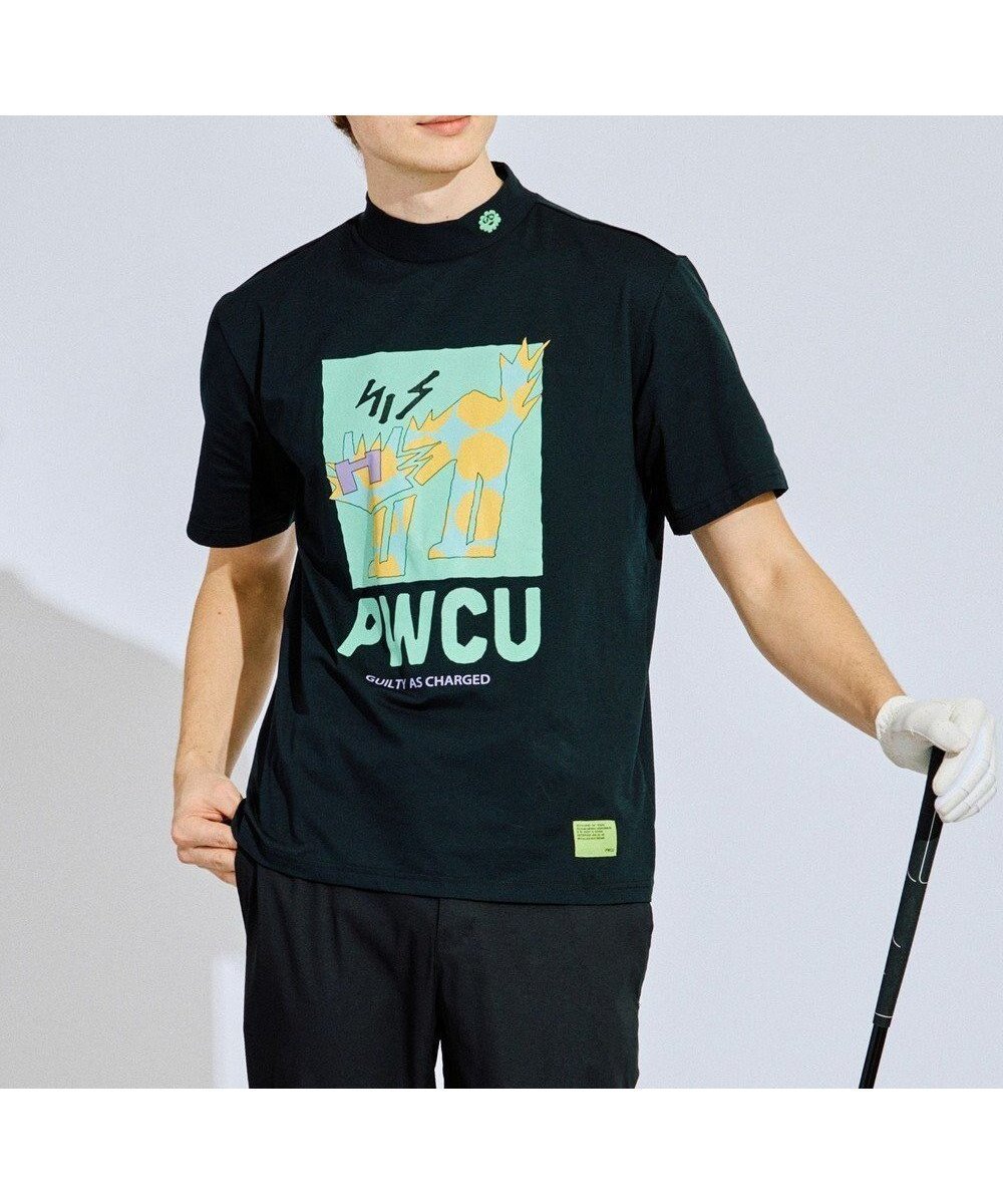 【ピーダブリュサーキュラス/PW CIRCULUS / MEN】の【UV遮蔽率99% UVカット / 速乾 / ストレッチ】【GOLF OUT掲載】【MEN】アニマルグラフィックモックネックT ゴルフ インテリア・キッズ・メンズ・レディースファッション・服の通販 founy(ファニー) 　ファッション　Fashion　メンズファッション　Fashion for Men　トップス・カットソー　Cut & Sew Tops　メンズシャツ　Shirts　春　Spring　カットソー　Cut and Sewn Top　グラフィック　Graphic, Graphic Design　吸水　Absorbent, Quick-Dry　ストレッチ　Stretch, Stretchy Fabric　雑誌　Magazine, Fashion Magazine　ネコ　Cat, Feline Motif　人気　Popular, Best Seller　フロント　Front, Front Design　プリント　Print, Printed Pattern　モチーフ　Motif, Design Theme　モックネック　Mock Neck, Short Turtleneck　S/S・春夏　SS, Spring/Summer, Warm Season　夏　Summer　ゴルフ　Golf　2025年　2025　2025春夏・S/S　Spring/Summer 2025 SS25　ブラック系|ID: prp329100004857211 ipo3291000000035843051