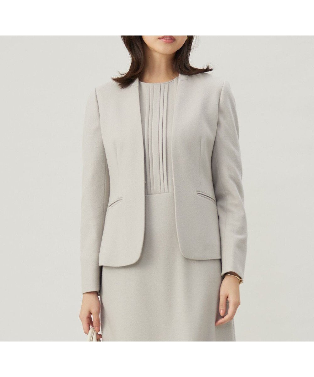【ジェイ プレス/J.PRESS】の【セットアップ対応】ウールスムース ノーカラー ジャケット インテリア・キッズ・メンズ・レディースファッション・服の通販 founy(ファニー) 　ファッション　Fashion　レディースファッション　Fashion for Women　アウター　Coat / Outerwear Collection　レディースジャケット・軽アウター　Jackets　ノーカラージャケット / シンプル上品コーデ　Collarless Jackets　ジャケット　Jacket, Outerwear　セットアップ　Set-Up, Coordinated Outfit　長袖　Long Sleeve, Full Sleeve　バランス　Balance, Style Balance　フェルト　Felt, Felt Fabric　フロント　Front, Front Design　A/W・秋冬　Autumn/Winter　おすすめ　Recommended / Our Picks　ビジネス 仕事 通勤　Business / Work / Commuting　ベージュ系|ID: prp329100004857242 ipo3291000000035844535