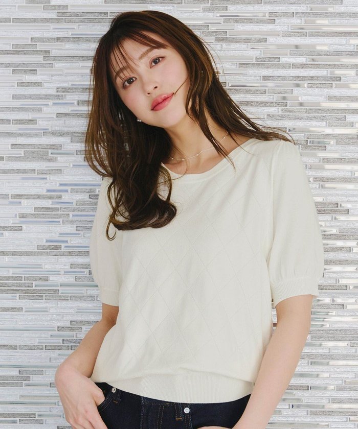 【ティアクラッセ/Tiaclasse】の【洗える】ダイヤ柄編みサマーニットトップス インテリア・キッズ・メンズ・レディースファッション・服の通販 founy(ファニー) https://founy.com/ ファッション Fashion レディースファッション Fashion for Women トップス・カットソー Cut & Sew Tops ニット Knit Tops & Sweaters アクセサリー Fashion Accessories セーター Sweater, Knitwear チュニック Tunic, Long Top ポケット Pocket, Pocket Detail エレガント 上品 Elegant 再入荷 Restock / Back in Stock 半袖 Short Sleeve, Half Sleeve 夏 Summer 新作・新入荷 New Arrivals / New In 春 Spring S/S・春夏 SS, Spring/Summer, Warm Season 洗える Machine Washable |ID: prp329100004857299 ipo3291000000035846994