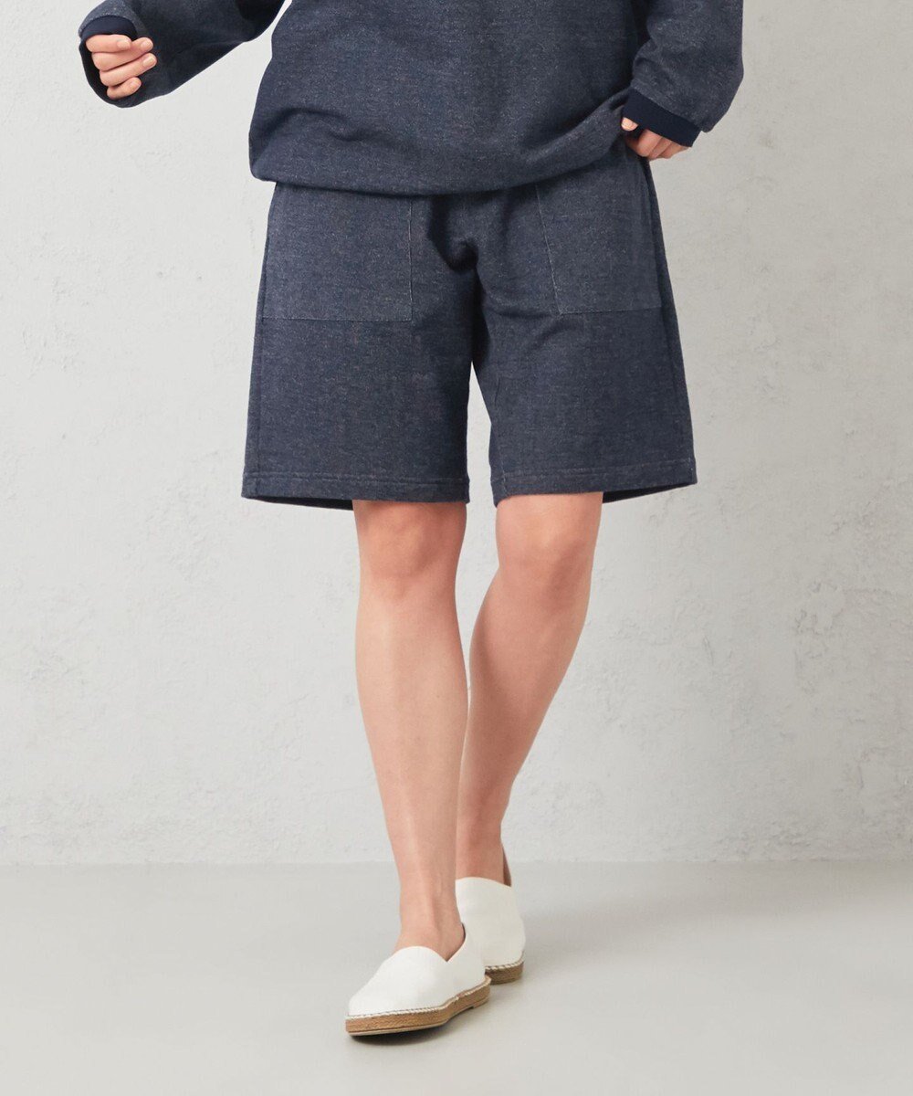 【ジョセフ アブード マウンテン/JOSEPH ABBOUD MOUNTAIN】の【SPACE/UNISEX】オーガニックコットン使用 ヴィンテージインレー ショートパンツ インテリア・キッズ・メンズ・レディースファッション・服の通販 founy(ファニー) 　ファッション　Fashion　レディースファッション　Fashion for Women　パンツ　Pants & Trousers　ショートパンツ・ハーフパンツ　High-Waisted & Relaxed Shorts　オーガニック　Organic Cotton　春　Spring　ショート　Short, Short Length　スウェット / スエット　Sweatshirt, Sweatwear　スピンドル　Spindle, Drawcord　ポケット　Pocket, Pocket Detail　メランジ　Melange, Mixed Yarn　ユニセックス　Unisex, Genderless　リラックス　Relax, Relaxed Fit　S/S・春夏　SS, Spring/Summer, Warm Season　夏　Summer　ネイビー系|ID: prp329100004857312 ipo3291000000035847705