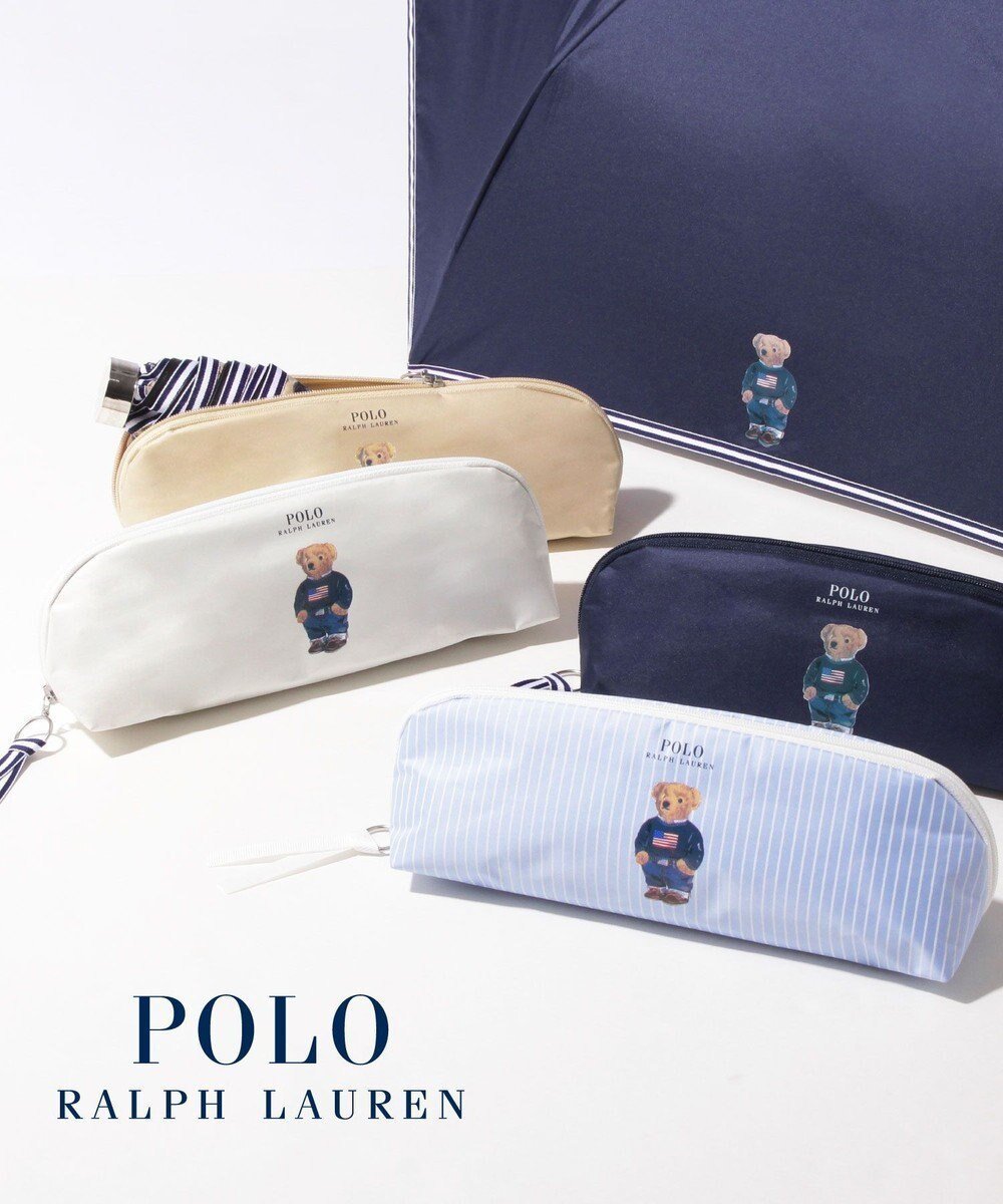 【ムーンバット/MOONBAT】の【WEB限定/遮光率100%/遮熱/UV】POLO RALPH LAUREN(ポロ ラルフローレン)晴雨兼用日傘 ワンポイント ポロベア 折りたたみ傘 ポーチタイプ インテリア・キッズ・メンズ・レディースファッション・服の通販 founy(ファニー) 　ファッション　Fashion　レディースファッション　Fashion for Women　レイングッズ・傘・晴雨兼用傘　Umbrellas & Rain Gear　ポーチ&ミニバッグ　Pouches & Mini Bags　アイビー　Ivy Pattern　傘　Umbrella, Parasol　シルバー　Silver, Metallic Silver　スタイリッシュ　Stylish, Fashionable　トリミング　Trimming, Decorative Edge　ニューヨーク　New York, NYC Style　ボーダー　Border, Stripe　ポーチ　Pouch, Small Case　日傘　Parasol, UV Umbrella　ワンポイント　One Point, Statement Accent　サックスブルーストライプ|ID: prp329100004857442 ipo3291000000035850749