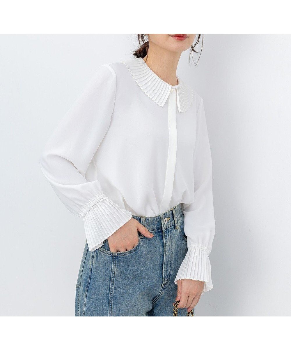 【組曲/KUMIKYOKU】のライトデシン プリーツブラウス 人気、トレンドファッション・服の通販 founy(ファニー) 　ファッション　Fashion　レディースファッション　Fashion for Women　トップス・カットソー　Cut & Sew Tops　シャツ・ブラウス・オフィスカジュアル　Elegant Blouses & Button-Ups　インナー　Innerwear　トレンド　Trend, Trending Now　パウダー　Powder, Soft Tone　ブラウジング　Blouson Silhouette, Cinched Waist　プリーツ　Pleats, Pleated　ロング　Long, Long-Length　A/W・秋冬　Autumn/Winter　おすすめ　Recommended / Our Picks　 other-1|ID: prp329100004857526 ipo3291000000035856811