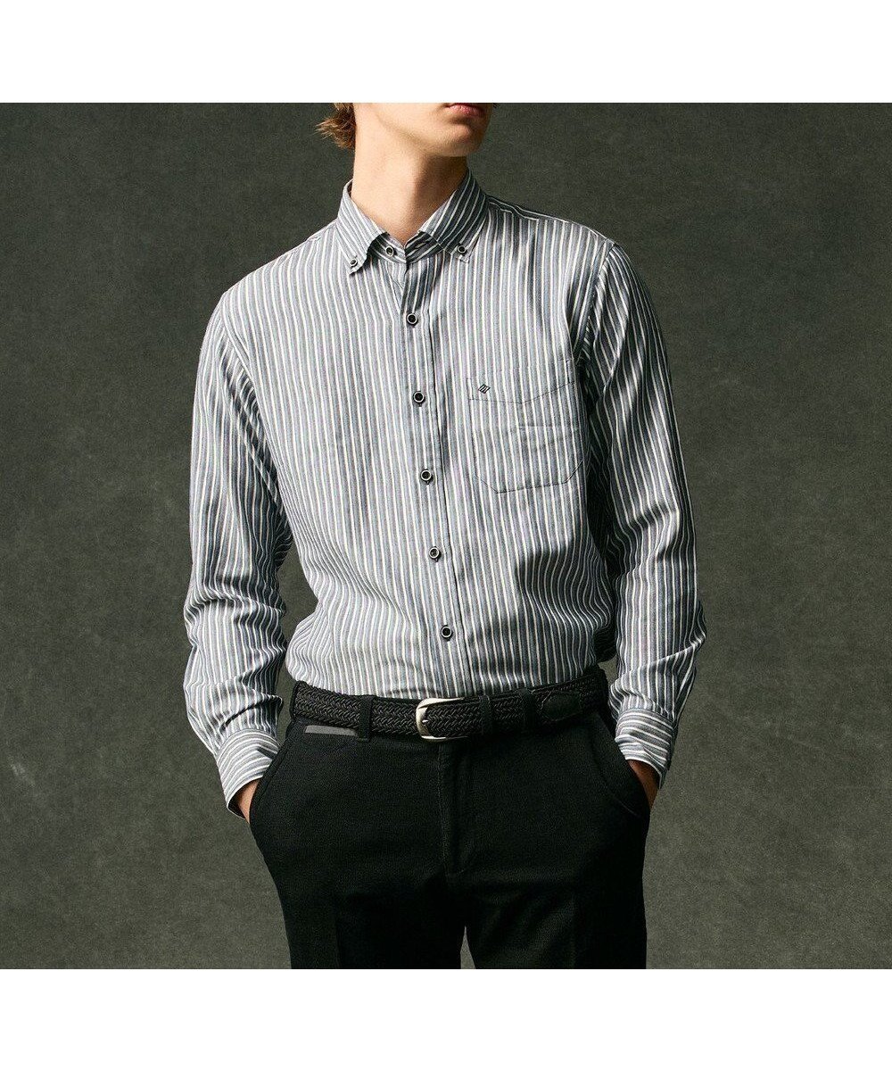 【ジョセフ アブード/JOSEPH ABBOUD / MEN】の【柔らか・光沢感】コットンビエラストライプ シャツ インテリア・キッズ・メンズ・レディースファッション・服の通販 founy(ファニー) 　ファッション　Fashion　メンズファッション　Fashion for Men　トップス・カットソー　Cut & Sew Tops　メンズシャツ　Shirts　インナー　Innerwear　カーディガン　Cardigan, Knitwear　ジャケット　Jacket, Outerwear　ストライプ　Stripe, Striped Pattern　スラックス　Slacks, Dress Pants　とろみ　Fluid, Flowy Fabric　デニム　Denim, Jeans Material　A/W・秋冬　Autumn/Winter　おすすめ　Recommended / Our Picks　エレガント 上品　Elegant　ビジネス 仕事 通勤　Business / Work / Commuting　ネイビー系1|ID: prp329100004857586 ipo3291000000035868342