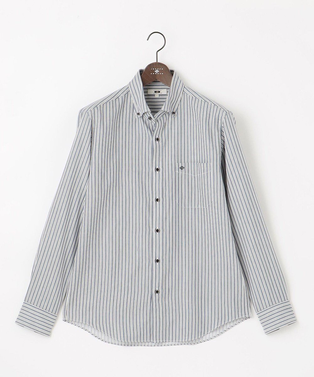 【ジョセフ アブード/JOSEPH ABBOUD / MEN】の【柔らか・光沢感】コットンビエラストライプ シャツ インテリア・キッズ・メンズ・レディースファッション・服の通販 founy(ファニー) 　ファッション　Fashion　メンズファッション　Fashion for Men　トップス・カットソー　Cut & Sew Tops　メンズシャツ　Shirts　インナー　Innerwear　カーディガン　Cardigan, Knitwear　ジャケット　Jacket, Outerwear　ストライプ　Stripe, Striped Pattern　スラックス　Slacks, Dress Pants　とろみ　Fluid, Flowy Fabric　デニム　Denim, Jeans Material　A/W・秋冬　Autumn/Winter　おすすめ　Recommended / Our Picks　エレガント 上品　Elegant　ビジネス 仕事 通勤　Business / Work / Commuting　サックスブルー系1|ID: prp329100004857586 ipo3291000000035868346