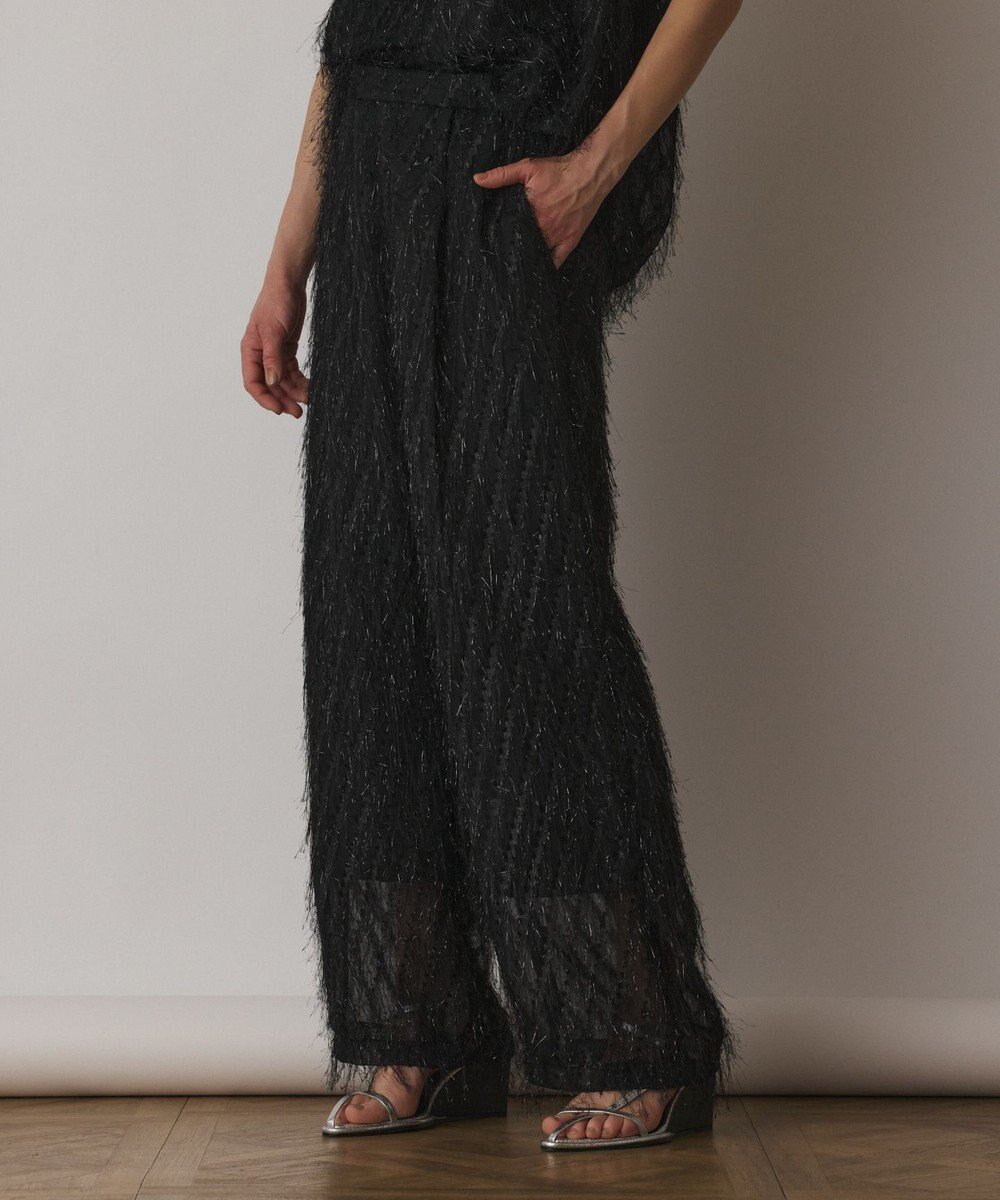 【グレース コンチネンタル/GRACE CONTINENTAL】のフリンジワンタックパンツ インテリア・キッズ・メンズ・レディースファッション・服の通販 founy(ファニー) 　ファッション　Fashion　レディースファッション　Fashion for Women　パンツ　Pants & Trousers　おすすめ　Recommended / Our Picks　インナー　Innerwear　サロペット　Overalls, Salopette　フリンジ　Fringe, Tassel　リラックス　Relax, Relaxed Fit　ワイド　Wide, Wide Fit　夏　Summer　春　Spring　S/S・春夏　SS, Spring/Summer, Warm Season　ブラック|ID: prp329100004857628 ipo3291000000035869306