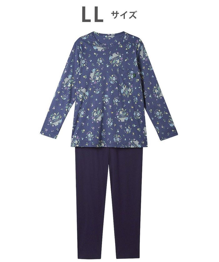 【ワコール/WACOAL】のパジャマ 長袖 長ズボン 綿100%(本体) スムース素材 ミントン レディース NDX562 /ワコール インテリア・キッズ・メンズ・レディースファッション・服の通販 founy(ファニー) https://founy.com/ ファッション Fashion レディースファッション Fashion for Women トップス・カットソー Cut & Sew Tops コレクション Collection, Seasonal Line ストライプ Stripe, Striped Pattern なめらか Smooth, Silky Texture 長袖 Long Sleeve, Full Sleeve パジャマ Pajamas, Sleepwear フラワー Flower, Floral ボトム Bottoms, Lower Wear ポケット Pocket, Pocket Detail |ID: prp329100004857709 ipo3291000000035871602