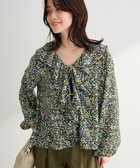 【グリーンパークス/Green Parks】の花柄フリルブラウス Black|ID: prp329100004857719 ipo3291000000035871752