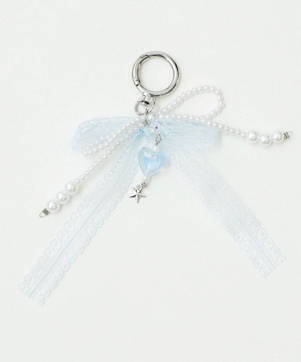 【ウィゴー/WEGO】のレースダブルリボンキーホルダー インテリア・キッズ・メンズ・レディースファッション・服の通販 founy(ファニー) 　ファッション　Fashion　レディースファッション　Fashion for Women　ミニ財布・二つ折り財布　Wallets & Card Cases　おすすめ　Recommended / Our Picks　キーホルダー　Keychain, Key Holder　スマホ　Smartphone, Mobile Device　チャーム　Charm, Pendant　パール　Pearl, Pearl Accent　リボン　Ribbon, Bow　レース　Lace, Lace Fabric　財布　Wallet, Purse　サックス|ID: prp329100004857752 ipo3291000000035872224