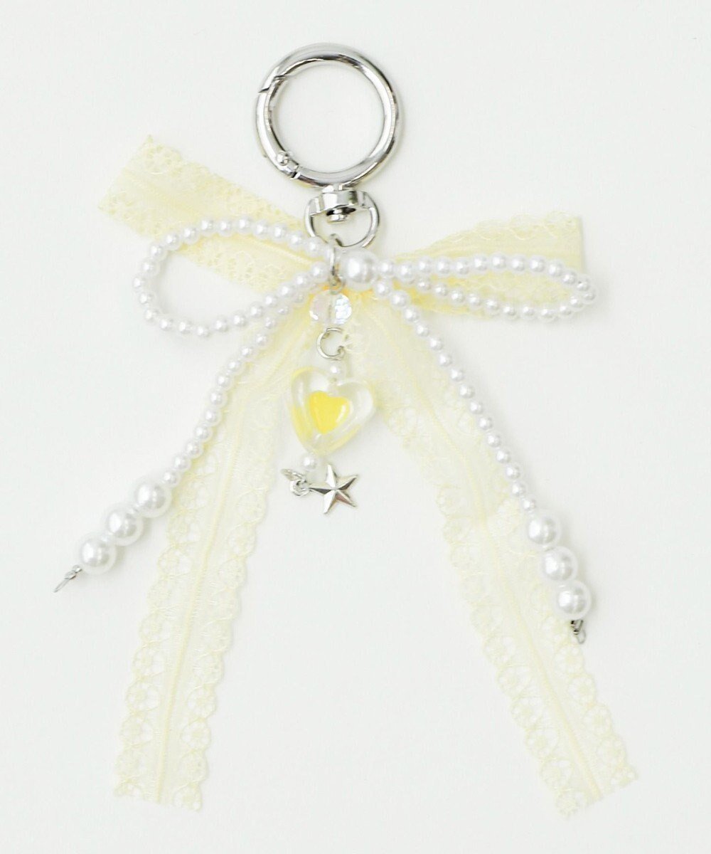【ウィゴー/WEGO】のレースダブルリボンキーホルダー インテリア・キッズ・メンズ・レディースファッション・服の通販 founy(ファニー) 　ファッション　Fashion　レディースファッション　Fashion for Women　ミニ財布・二つ折り財布　Wallets & Card Cases　おすすめ　Recommended / Our Picks　キーホルダー　Keychain, Key Holder　スマホ　Smartphone, Mobile Device　チャーム　Charm, Pendant　パール　Pearl, Pearl Accent　リボン　Ribbon, Bow　レース　Lace, Lace Fabric　財布　Wallet, Purse　イエロー|ID: prp329100004857752 ipo3291000000035872228