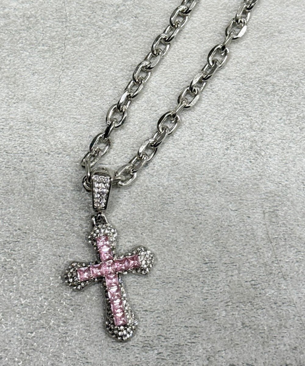 【ウィゴー/WEGO】のLクロスビジューネックレス インテリア・キッズ・メンズ・レディースファッション・服の通販 founy(ファニー) 　ファッション　Fashion　レディースファッション　Fashion for Women　ジュエリー　Jewelry　ネックレス　Necklaces & Pendants　アクセサリー　Fashion Accessories　スマホ　Smartphone, Mobile Device　ネックレス　Necklace, Pendant Necklace　ビジュー　Bijou, Jewel-like Accent　モチーフ　Motif, Design Theme　ライトピンク|ID: prp329100004857768 ipo3291000000035872497