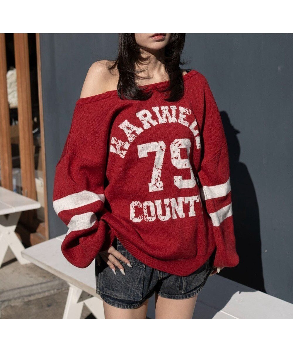 【ウィゴー/WEGO】の2WAYグラフィックワンショルニット 人気、トレンドファッション・服の通販 founy(ファニー) 　ファッション　Fashion　レディースファッション　Fashion for Women　トップス・カットソー　Cut & Sew Tops　ニット　Knit Tops & Sweaters　春　Spring　秋　Autumn　カーゴパンツ　Cargo Pants, Utility Pants　グラフィック　Graphic, Graphic Design　ショート　Short, Short Length　スマホ　Smartphone, Mobile Device　セーター　Sweater, Knitwear　タイトスカート　Pencil Skirt, Tight Skirt　デニム　Denim, Jeans Material　トレンド　Trend, Trending Now　バランス　Balance, Style Balance　ボトム　Bottoms, Lower Wear　冬　Winter / This Winter　S/S・春夏　SS, Spring/Summer, Warm Season　おすすめ　Recommended / Our Picks　夏　Summer　 other-1|ID: prp329100004857771 ipo3291000000035872558