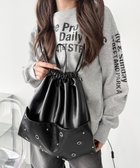 【ウィゴー/WEGO】のハトメデザインナップサック ブラック|ID: prp329100004857782 ipo3291000000035872766