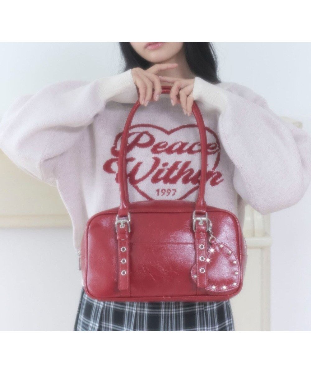 【ウィゴー/WEGO】のスタッズハートチャーム付きハトメボストン 人気、トレンドファッション・服の通販 founy(ファニー) 　ファッション　Fashion　レディースファッション　Fashion for Women　ガーリー　Girly, Feminine Style　コンパクト　Compact, Small Size　スタッズ　Studs, Metal Accents　スマホ　Smartphone, Mobile Device　チャーム　Charm, Pendant　バランス　Balance, Style Balance　ボストンバッグ　Boston Bag, Retro Bag　 other-1|ID: prp329100004857783 ipo3291000000035872775