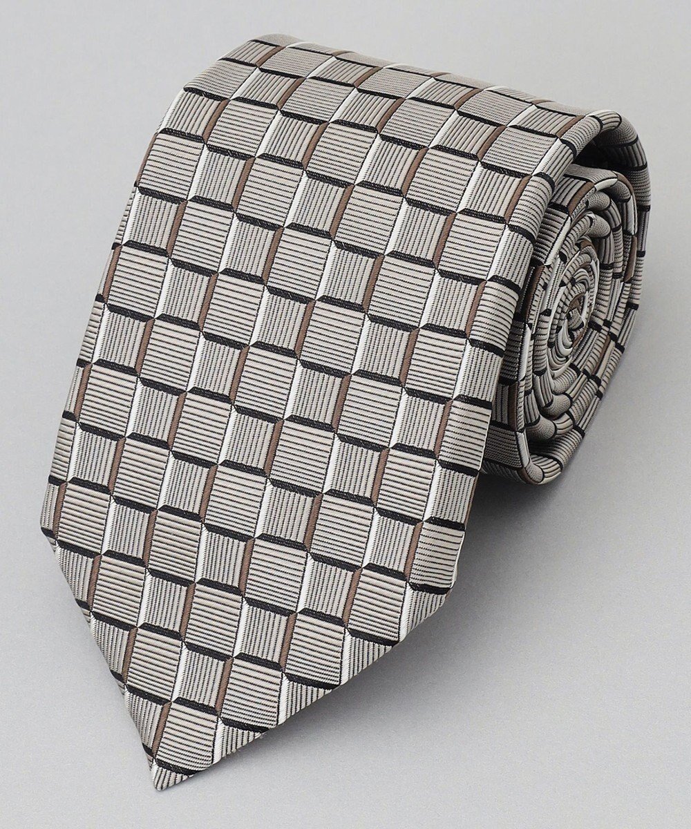 【五大陸/gotairiku / MEN】のGOTAIRIKU別注【日本製】シルク ネクタイ_チェック織り インテリア・キッズ・メンズ・レディースファッション・服の通販 founy(ファニー) 　ファッション　Fashion　メンズファッション　Fashion for Men　シルク　Silk, 100% Silk　シンプル　Simple, Minimal　スーツ　Suit, Formalwear　チェック　Check, Plaid, Tartan　別注　Limited Edition, Custom Order　モダン　Modern, Contemporary　日本製　Made In Japan　ベージュ系4|ID: prp329100004858021 ipo3291000000035888120