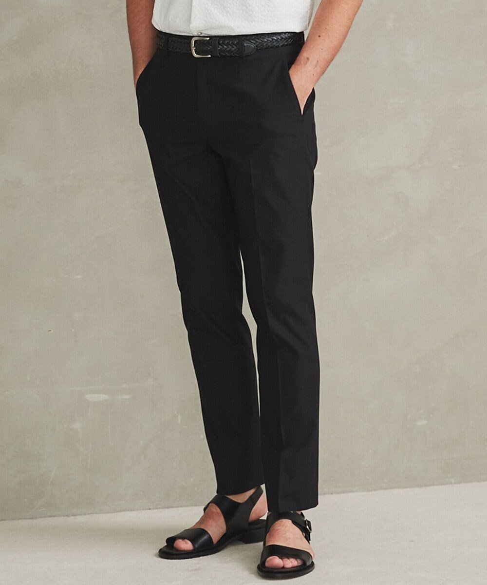 【五大陸/gotairiku / MEN】の仕事で着られる綿パン【吸水速乾/ストレッチ/折り目加工】クールマックスコットンパンツ_ノータック(25年モデル) インテリア・キッズ・メンズ・レディースファッション・服の通販 founy(ファニー) 　ファッション　Fashion　メンズファッション　Fashion for Men　ボトムス　Bottoms　春　Spring　クール　Cool, Chic　吸水　Absorbent, Quick-Dry　鹿の子　Piqué, Kanoko Fabric　シャンブレー　Chambray, Denim-Like Fabric　ジャケット　Jacket, Outerwear　ストレッチ　Stretch, Stretchy Fabric　スマート　Smart, Elegant　スリット　Slit, Slit Detail　スリム　Slim, Slim Fit　ドレス　Dress, One-Piece　人気　Popular, Best Seller　ポケット　Pocket, Pocket Detail　S/S・春夏　SS, Spring/Summer, Warm Season　夏　Summer　エレガント 上品　Elegant　ビジネス 仕事 通勤　Business / Work / Commuting　ブラック/新色|ID: prp329100004858022 ipo3291000000035888133