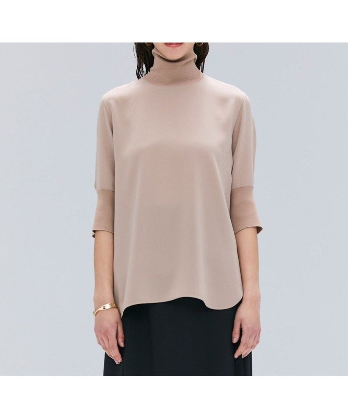 【ベイジ,/BEIGE,】の【洗える】FLEUR / ニットコンビハイネック半袖ブラウス インテリア・キッズ・メンズ・レディースファッション・服の通販 founy(ファニー) https://founy.com/ ファッション Fashion レディースファッション Fashion for Women トップス・カットソー Cut & Sew Tops ニット Knit Tops & Sweaters シャツ・ブラウス・オフィスカジュアル Elegant Blouses & Button-Ups アクセサリー Fashion Accessories 春 Spring 洗える Machine Washable サテン Satin, Glossy Fabric ストレッチ Stretch, Stretchy Fabric とろみ Fluid, Flowy Fabric タイトスカート Pencil Skirt, Tight Skirt デニム Denim, Jeans Material 定番 Standard, Basic Item 半袖 Short Sleeve, Half Sleeve ロング Long, Long-Length A/W・秋冬 Autumn/Winter S/S・春夏 SS, Spring/Summer, Warm Season 夏 Summer エレガント 上品 Elegant |ID: prp329100004858038 ipo3291000000035888806