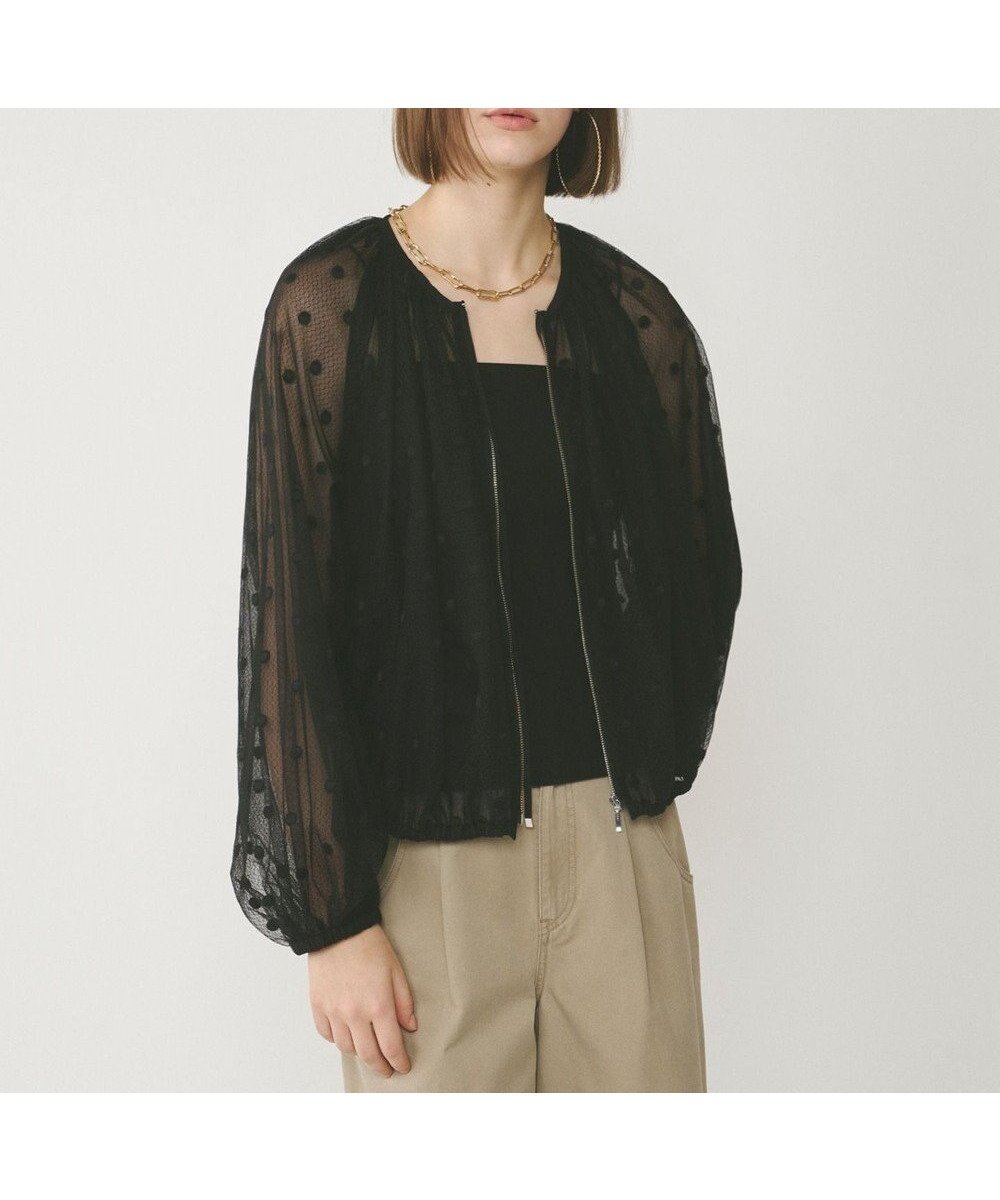 【グレース コンチネンタル/GRACE CONTINENTAL】のチュールノーカラーブルゾン インテリア・キッズ・メンズ・レディースファッション・服の通販 founy(ファニー) 　ファッション　Fashion　レディースファッション　Fashion for Women　アウター　Coat / Outerwear Collection　レディースジャケット・軽アウター　Jackets　ブルゾンジャケット・スポーティアウター　Blouson Jackets　春　Spring　ギャザー　Gathered, Ruffled　シアー　Sheer, See-Through　ジャケット　Jacket, Outerwear　スマート　Smart, Elegant　セットアップ　Set-Up, Coordinated Outfit　チュール　Tulip, Tulip Motif　ドット　Polka Dot, Dot Pattern　ブルゾン　Blouson, Bomber Jacket　リュクス　Luxury, Elegant, High-End, Chic　S/S・春夏　SS, Spring/Summer, Warm Season　おすすめ　Recommended / Our Picks　夏　Summer　ブラック|ID: prp329100004858065 ipo3291000000035889496