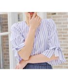 【ティアクラッセ/Tiaclasse】の【洗える】リボンスリーブブラウス ブルーストライプ|ID: prp329100004858153 ipo3291000000035891013