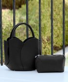 【ティアクラッセ/Tiaclasse】の【安田美沙子さん着用・ポーチ・ショルダー紐付き】フラワーカットフェイクレザーバッグ ブラック|ID: prp329100004858165 ipo3291000000035891485