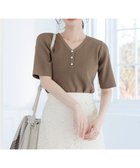 【ティアクラッセ/Tiaclasse】の【洗える】ボタンニットトップス モカ|ID: prp329100004858194 ipo3291000000035892417