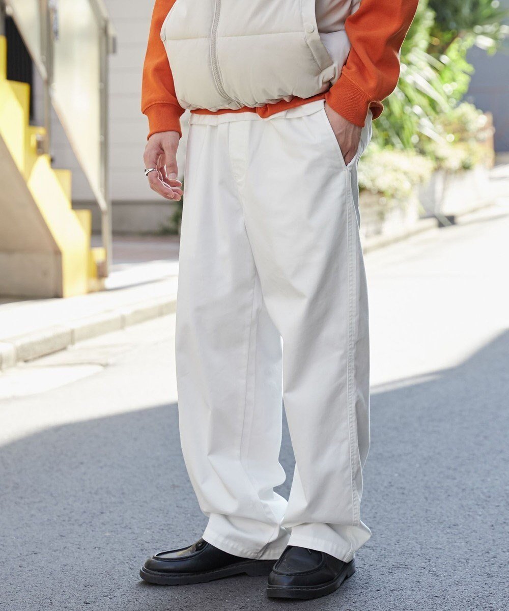 【ウィゴー/WEGO】の【ウエストゴム/SMLサイズ展開/ユニセックス着用ITEM】チノイージーストレートパンツ インテリア・キッズ・メンズ・レディースファッション・服の通販 founy(ファニー) 　ファッション　Fashion　レディースファッション　Fashion for Women　パンツ　Pants & Trousers　春　Spring　秋　Autumn　シンプル　Simple, Minimal　スウェット / スエット　Sweatshirt, Sweatwear　スマホ　Smartphone, Mobile Device　定番　Standard, Basic Item　ボーダー　Border, Stripe　ルーズ　Loose, Oversized　冬　Winter / This Winter　A/W・秋冬　Autumn/Winter　S/S・春夏　SS, Spring/Summer, Warm Season　プチプライス・低価格　Affordable / Budget Price　おすすめ　Recommended / Our Picks　夏　Summer　ホワイト|ID: prp329100004858212 ipo3291000000035892888