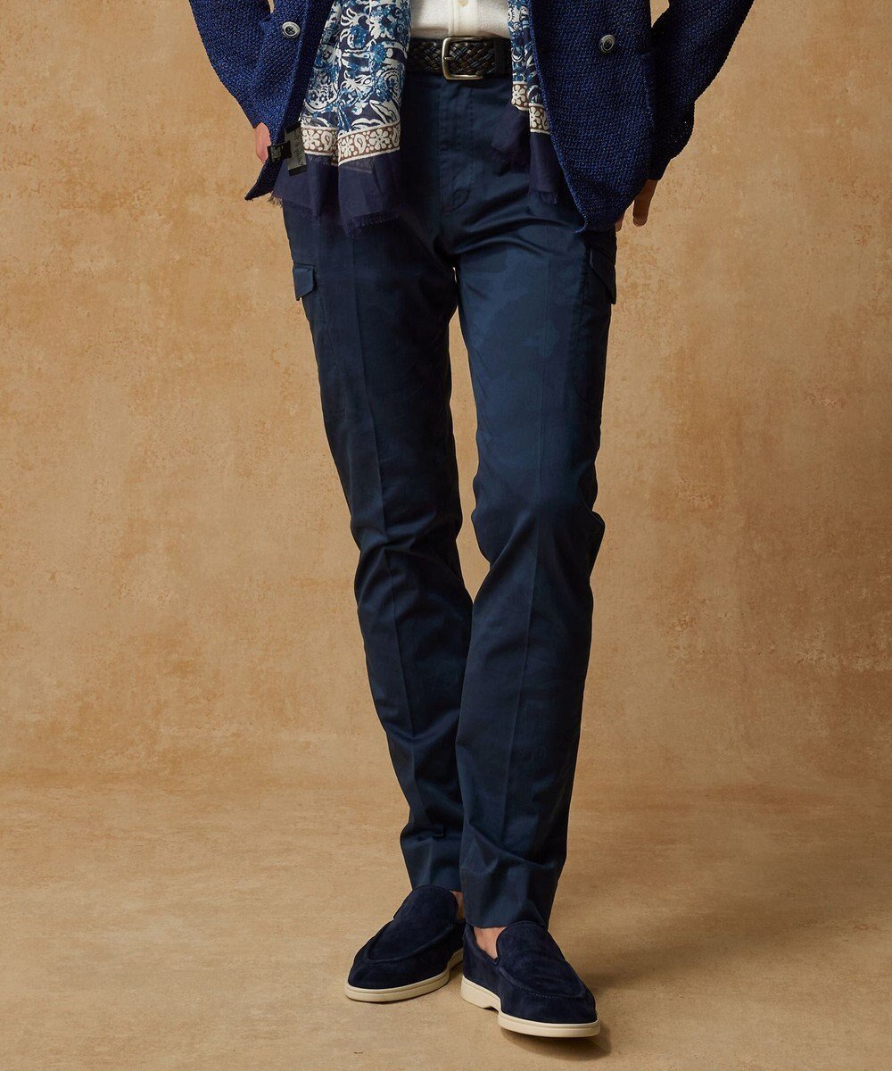 【ジョセフ アブード/JOSEPH ABBOUD / MEN】の【イタリア素材/製品染め/ウエストも伸びる!】迷彩ガーメンドダイ パンツ インテリア・キッズ・メンズ・レディースファッション・服の通販 founy(ファニー) 　ファッション　Fashion　メンズファッション　Fashion for Men　ボトムス　Bottoms　イタリア　Italy　春　Spring　サテン　Satin, Glossy Fabric　ストレッチ　Stretch, Stretchy Fabric　プリント　Print, Printed Pattern　S/S・春夏　SS, Spring/Summer, Warm Season　夏　Summer　ダルブルー系7|ID: prp329100004858381 ipo3291000000035908827
