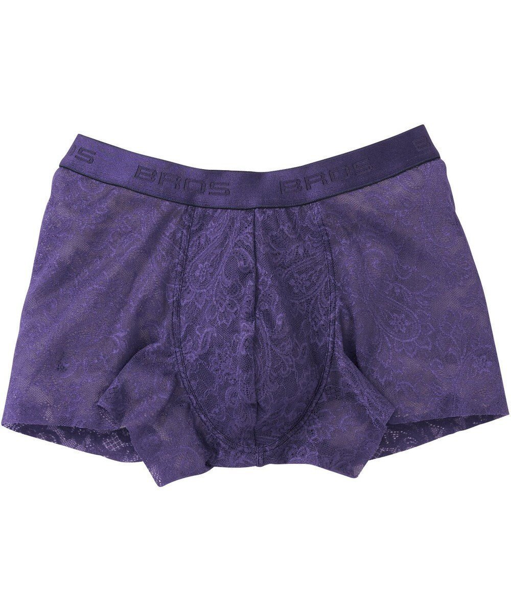 【ワコール/Wacoal / MEN】のボクサーパンツ 「レースボクサー」 通気性 フロント快適グラマラス 前閉じ GT3340 /ブロス バイ ワコールメン インテリア・キッズ・メンズ・レディースファッション・服の通販 founy(ファニー) 　ファッション　Fashion　メンズファッション　Fashion for Men　ボトムス　Bottoms　アンダー　Underwear Essentials　カッティング　Cutting Detail　フロント　Front, Front Design　ペイズリー　Paisley, Ethnic Pattern　レース　Lace, Lace Fabric　パープル|ID: prp329100004858405 ipo3291000000035909243