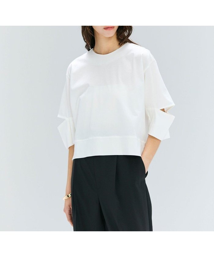 【ベイジ,/BEIGE,】の【洗える】DUOMO / コットンスリットスリーブトップス インテリア・キッズ・メンズ・レディースファッション・服の通販 founy(ファニー) https://founy.com/ ファッション Fashion レディースファッション Fashion for Women トップス・カットソー Cut & Sew Tops シャツ・ブラウス・オフィスカジュアル Elegant Blouses & Button-Ups ロングTシャツ・Tシャツ Longline T-Shirts & Tees カットソー・ベーシックTシャツ Cut-and-Sewn Tops / Stretch Tees & Basics ウォッシャブル Machine Washable カットソー Cut and Sewn Top コンパクト Compact, Small Size シルク Silk, 100% Silk スリット Slit, Slit Detail バランス Balance, Style Balance フレア Flare, Flared リラックス Relax, Relaxed Fit ワイド Wide, Wide Fit 夏 Summer 春 Spring S/S・春夏 SS, Spring/Summer, Warm Season 洗える Machine Washable |ID: prp329100004858489 ipo3291000000035910827