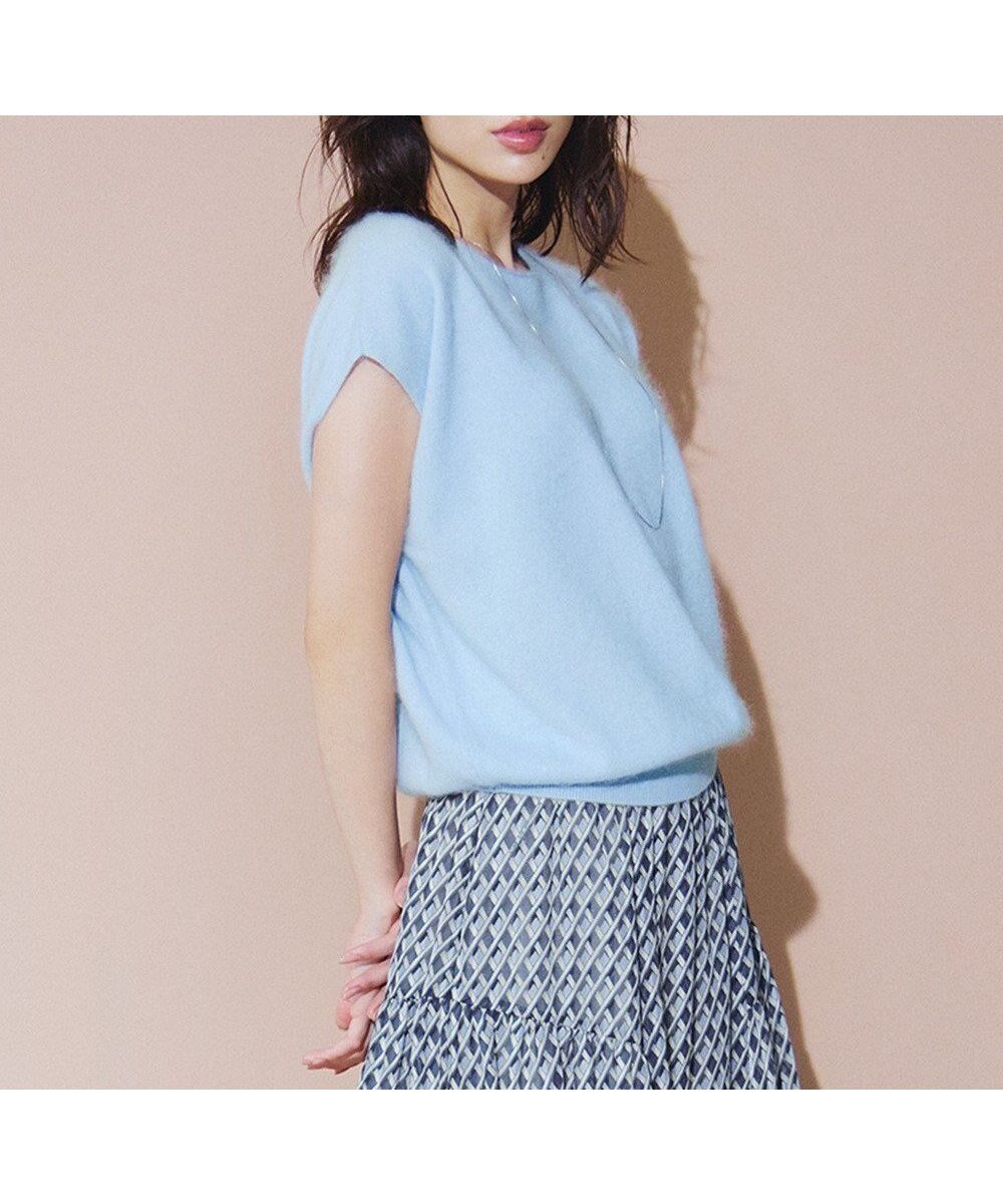 【23区/NIJYUSANKU】の【Oggi10月号掲載/洗える】カシミヤミックスファー ニット インテリア・キッズ・メンズ・レディースファッション・服の通販 founy(ファニー) 　雑誌掲載アイテム　Magazine Picks & Fashion Features　ファッション雑誌　Fashion Magazines　オッジ　Oggi　ファッション　Fashion　レディースファッション　Fashion for Women　トップス・カットソー　Cut & Sew Tops　ニット　Knit Tops & Sweaters　10月号　October Issue　2024年　2024　2024-2025秋冬・A/W　Autumn/Winter 2024–25 AW24–25　シンプル　Simple, Minimal　セーター　Sweater, Knitwear　トレンド　Trend, Trending Now　夏　Summer　洗える　Machine Washable　秋　Autumn　A/W・秋冬　Autumn/Winter　雑誌　Magazine, Fashion Magazine　サックスブルー系|ID: prp329100004858541 ipo3291000000035911899