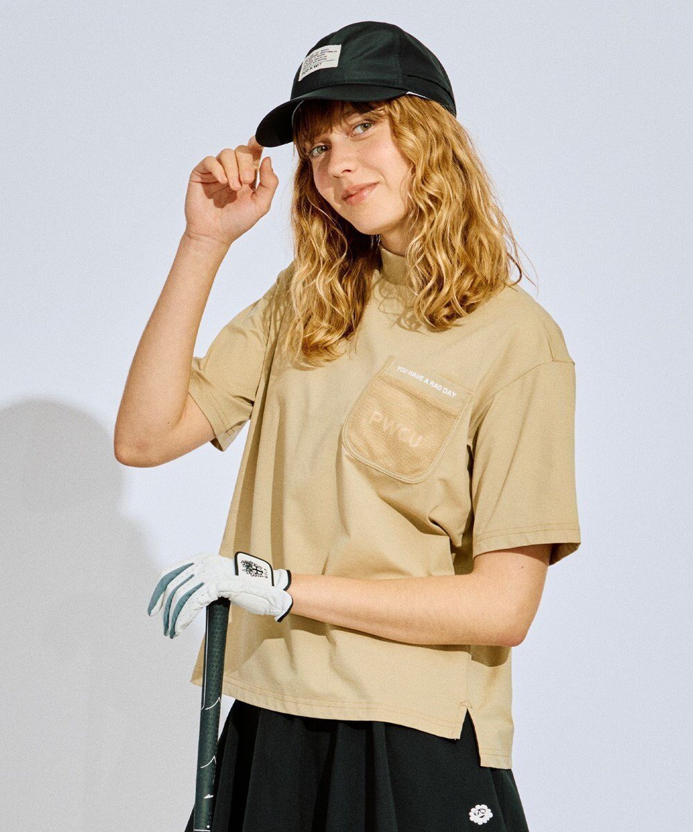 【ピーダブリュサーキュラス/PW CIRCULUS】の【吸水速乾 / UV遮蔽率99% UVカット / ストレッチ】【WOMEN】メッシュポケットモックネックT ゴルフウェア レディース インテリア・キッズ・メンズ・レディースファッション・服の通販 founy(ファニー) ファッション Fashion レディースファッション Fashion for Women トップス・カットソー Cut & Sew Tops シャツ・ブラウス・オフィスカジュアル Elegant Blouses & Button-Ups ロングTシャツ・Tシャツ Longline T-Shirts & Tees カットソー・ベーシックTシャツ Cut-and-Sewn Tops / Stretch Tees & Basics 春 Spring カットソー Cut and Sewn Top 吸水 Absorbent, Quick-Dry シンプル Simple, Minimal スタイリッシュ Stylish, Fashionable ストレッチ Stretch, Stretchy Fabric ボトム Bottoms, Lower Wear ポケット Pocket, Pocket Detail メッシュ Mesh, Net Fabric S/S・春夏 SS, Spring/Summer, Warm Season 夏 Summer エレガント 上品 Elegant ゴルフ Golf ベージュ系|ID: prp329100004858544 ipo3291000000035911930