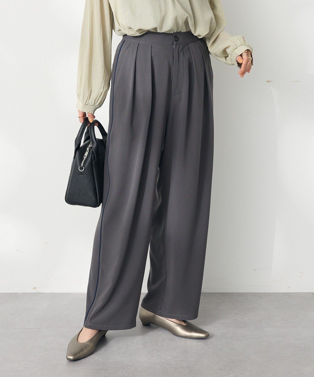 【クラフトスタンダードブティック/CRAFT STANDARD BOUTIQUE】の配色パイピングパンツ インテリア・キッズ・メンズ・レディースファッション・服の通販 founy(ファニー) 　ファッション　Fashion　レディースファッション　Fashion for Women　パンツ　Pants & Trousers　春　Spring　スマート　Smart, Elegant　パイピング　Piping, Trim Design　ポケット　Pocket, Pocket Detail　ワイド　Wide, Wide Fit　S/S・春夏　SS, Spring/Summer, Warm Season　おすすめ　Recommended / Our Picks　夏　Summer　2025年　2025　2025春夏・S/S　Spring/Summer 2025 SS25　Gray|ID: prp329100004858684 ipo3291000000035914887