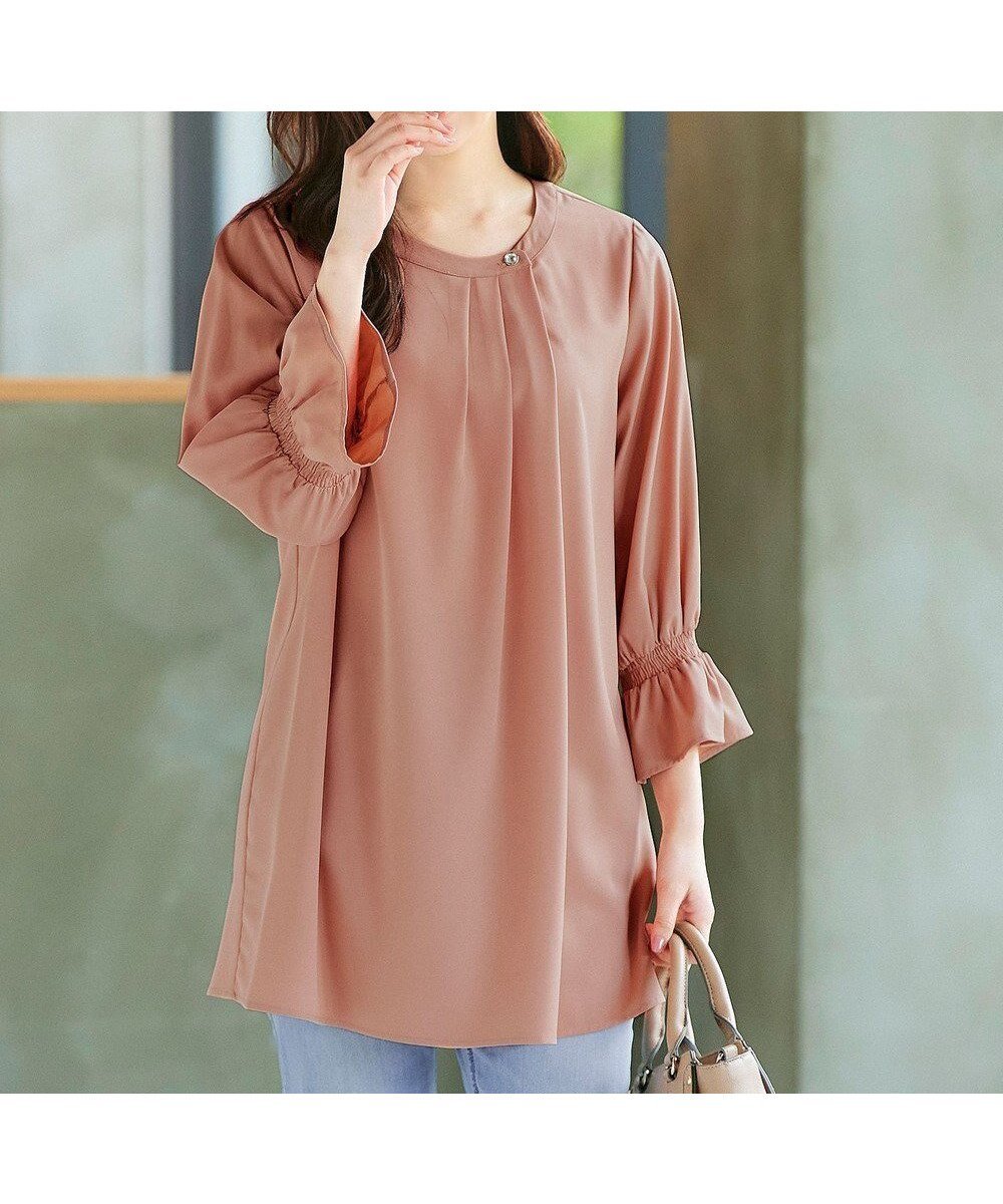 【ティアクラッセ/Tiaclasse】のアシメタックネックチュニックブラウス インテリア・キッズ・メンズ・レディースファッション・服の通販 founy(ファニー) 　ファッション　Fashion　レディースファッション　Fashion for Women　トップス・カットソー　Cut & Sew Tops　シャツ・ブラウス・オフィスカジュアル　Elegant Blouses & Button-Ups　アシンメトリー　Asymmetrical Style　ウォッシャブル　Machine Washable　春　Spring　洗える　Machine Washable　秋　Autumn　カーディガン　Cardigan, Knitwear　スリーブ　Sleeve, Long Sleeve / Short Sleeve　チュニック　Tunic, Long Top　長袖　Long Sleeve, Full Sleeve　ビジュー　Bijou, Jewel-like Accent　フレア　Flare, Flared　ポケット　Pocket, Pocket Detail　無地　Plain, Solid Color　ロング　Long, Long-Length　冬　Winter / This Winter　S/S・春夏　SS, Spring/Summer, Warm Season　再入荷　Restock / Back in Stock　夏　Summer　新作・新入荷　New Arrivals / New In　ピンク|ID: prp329100004858702 ipo3291000000035915368