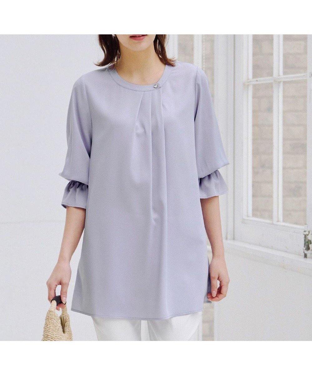 【ティアクラッセ/Tiaclasse】のアシメタックネックチュニックブラウス インテリア・キッズ・メンズ・レディースファッション・服の通販 founy(ファニー) 　ファッション　Fashion　レディースファッション　Fashion for Women　トップス・カットソー　Cut & Sew Tops　シャツ・ブラウス・オフィスカジュアル　Elegant Blouses & Button-Ups　アシンメトリー　Asymmetrical Style　ウォッシャブル　Machine Washable　春　Spring　洗える　Machine Washable　秋　Autumn　カーディガン　Cardigan, Knitwear　スリーブ　Sleeve, Long Sleeve / Short Sleeve　チュニック　Tunic, Long Top　長袖　Long Sleeve, Full Sleeve　ビジュー　Bijou, Jewel-like Accent　フレア　Flare, Flared　ポケット　Pocket, Pocket Detail　無地　Plain, Solid Color　ロング　Long, Long-Length　冬　Winter / This Winter　S/S・春夏　SS, Spring/Summer, Warm Season　再入荷　Restock / Back in Stock　夏　Summer　新作・新入荷　New Arrivals / New In　サックスグレー|ID: prp329100004858702 ipo3291000000035915370