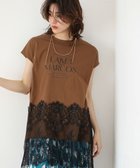 【グリーンパークス/Green Parks】のフレンチスリーブ裾レースロゴチュニック Brown|ID: prp329100004858752 ipo3291000000035916640