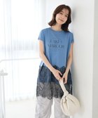 【グリーンパークス/Green Parks】のフレンチスリーブ裾レースロゴチュニック Blue|ID: prp329100004858752 ipo3291000000035916642