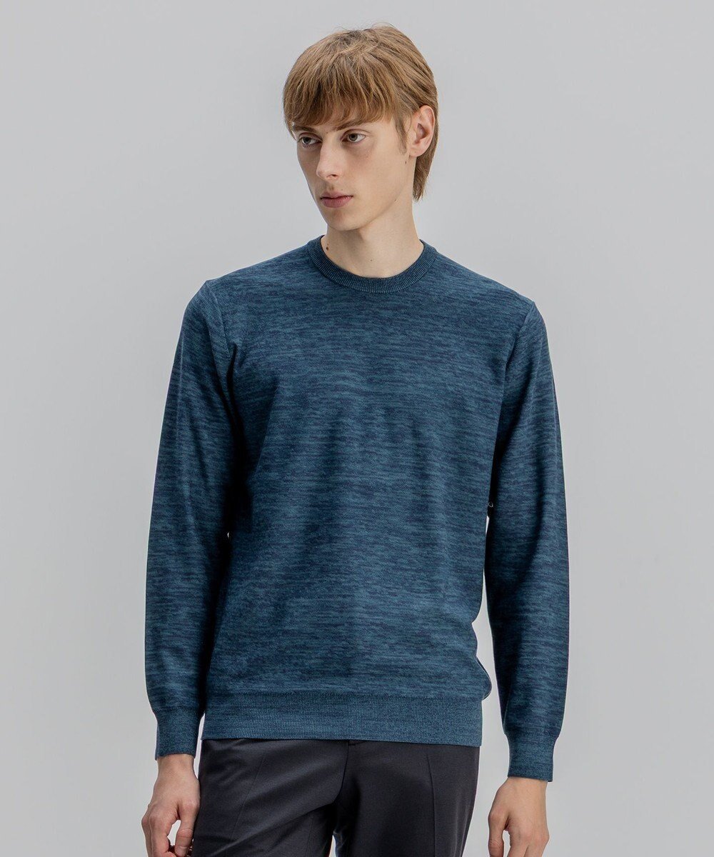 【ジョゼフ オム/JOSEPH HOMME / MEN】のレクサスムリネ クルーネックニット インテリア・キッズ・メンズ・レディースファッション・服の通販 founy(ファニー) 　ファッション　Fashion　メンズファッション　Fashion for Men　トップス・カットソー　Cut & Sew Tops　ニット・セーター / 定番トップス　Knit Tops & Sweaters　インナー　Innerwear　コンパクト　Compact, Small Size　シンプル　Simple, Minimal　セーター　Sweater, Knitwear　メランジ　Melange, Mixed Yarn　A/W・秋冬　Autumn/Winter　スモーキーグリーン系|ID: prp329100004858975 ipo3291000000035927396